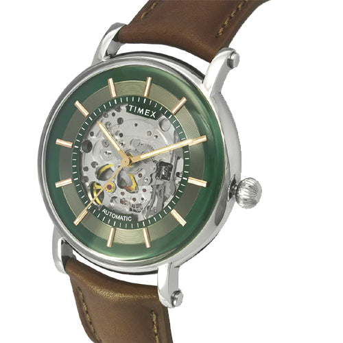 Timex E Class Men's Green Dial Round Case Automatic Function Watch 44mm TWEG16717 - view 2