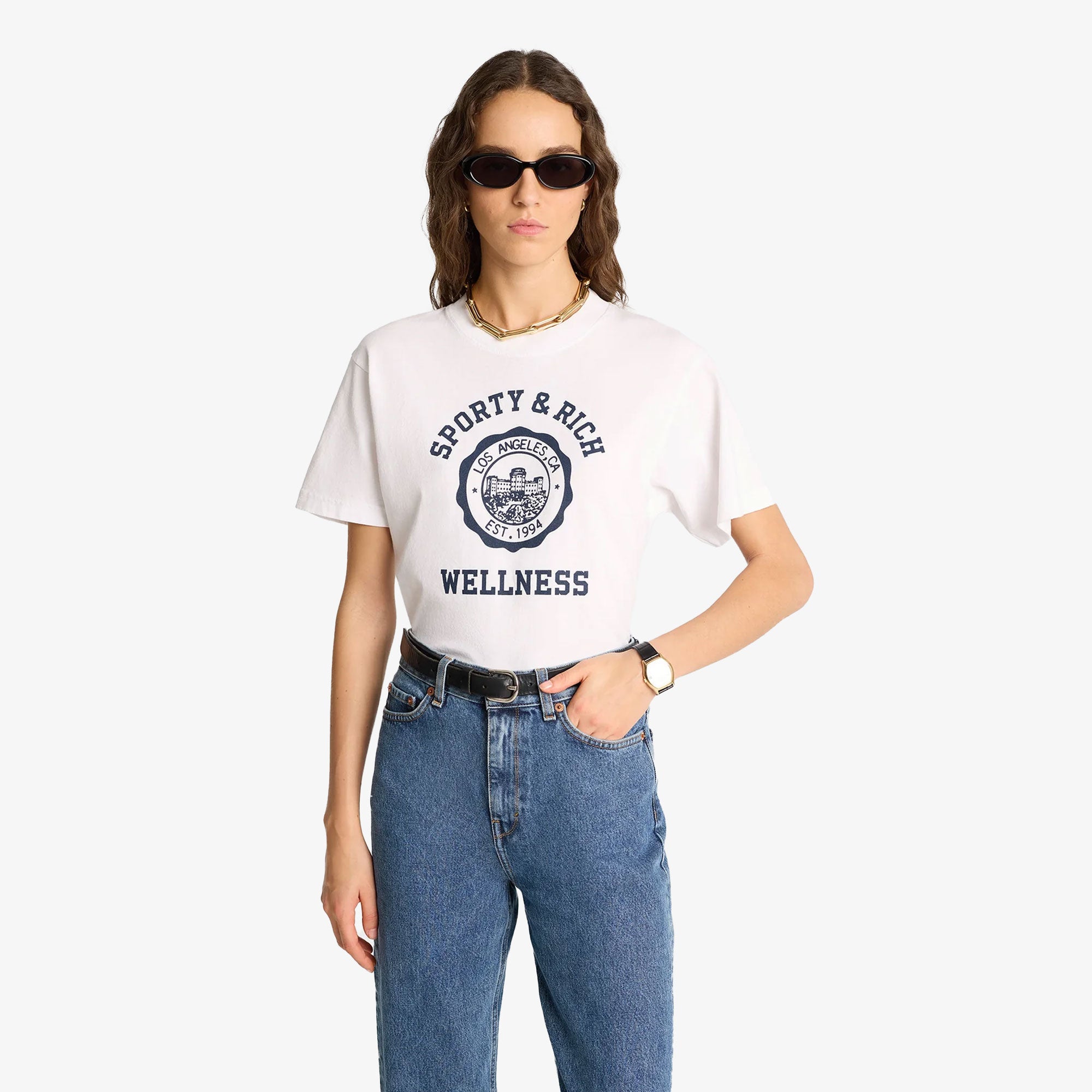 Sporty & Rich | Emblem T-shirt { White