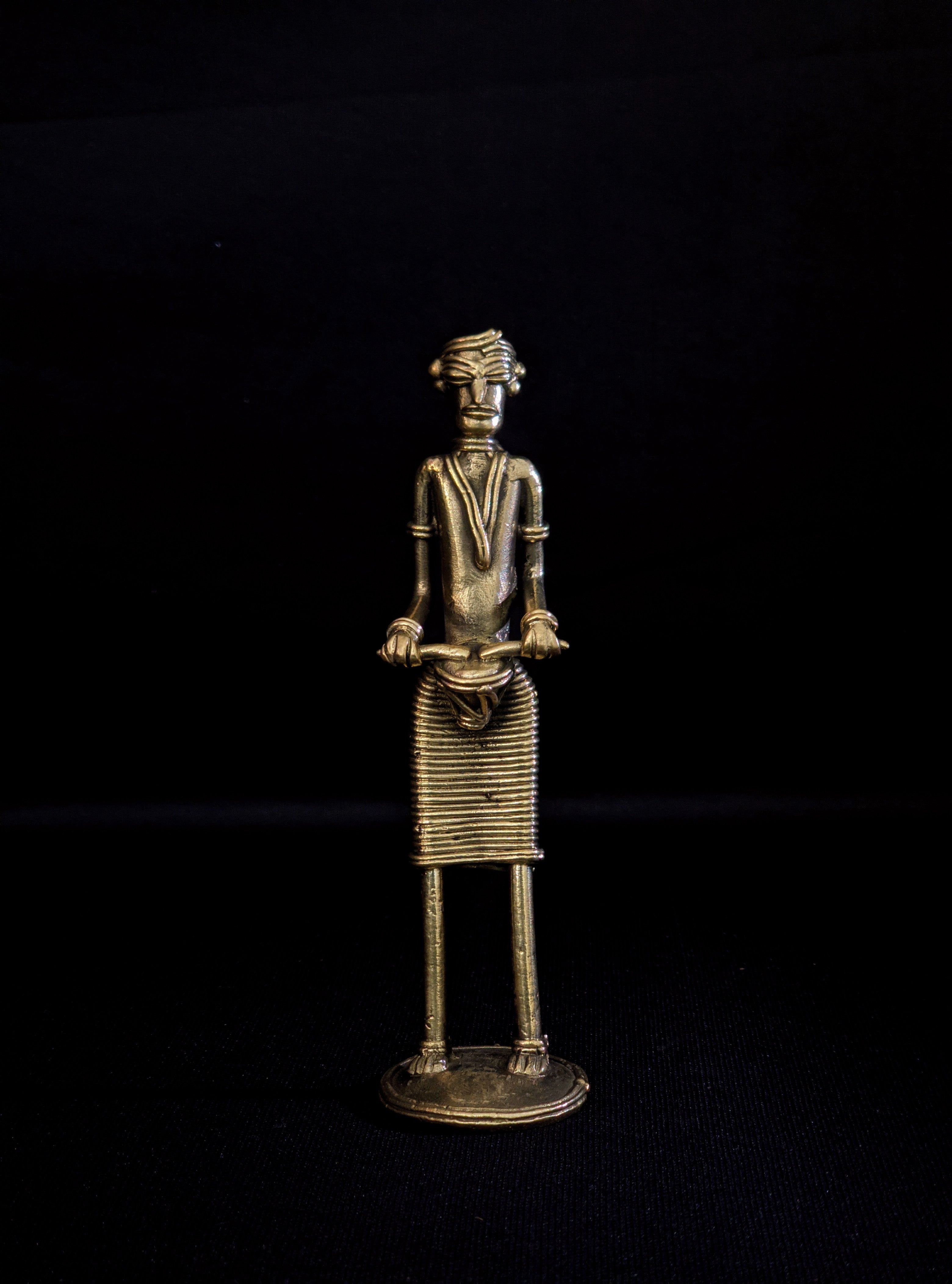 Standing musican drum – IndianVillèz Dhokra - Standing Musican (Drum)