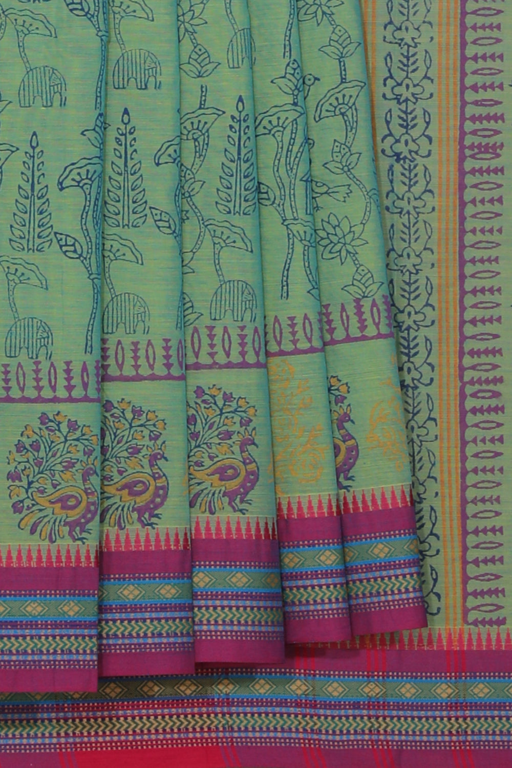 Kalanjali Ethnics Hand block printed cotton saree - view 2