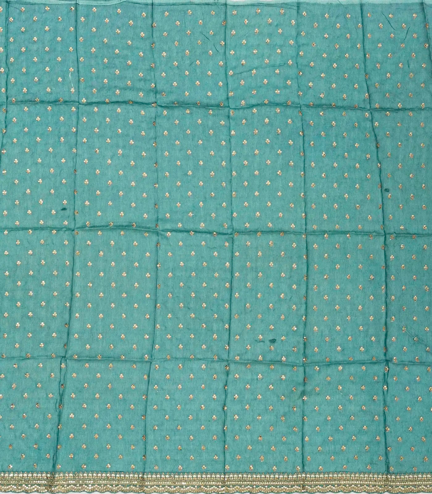 RmKV Turquoise Woven Organza Printed Saree With Embroidered Border - view 7