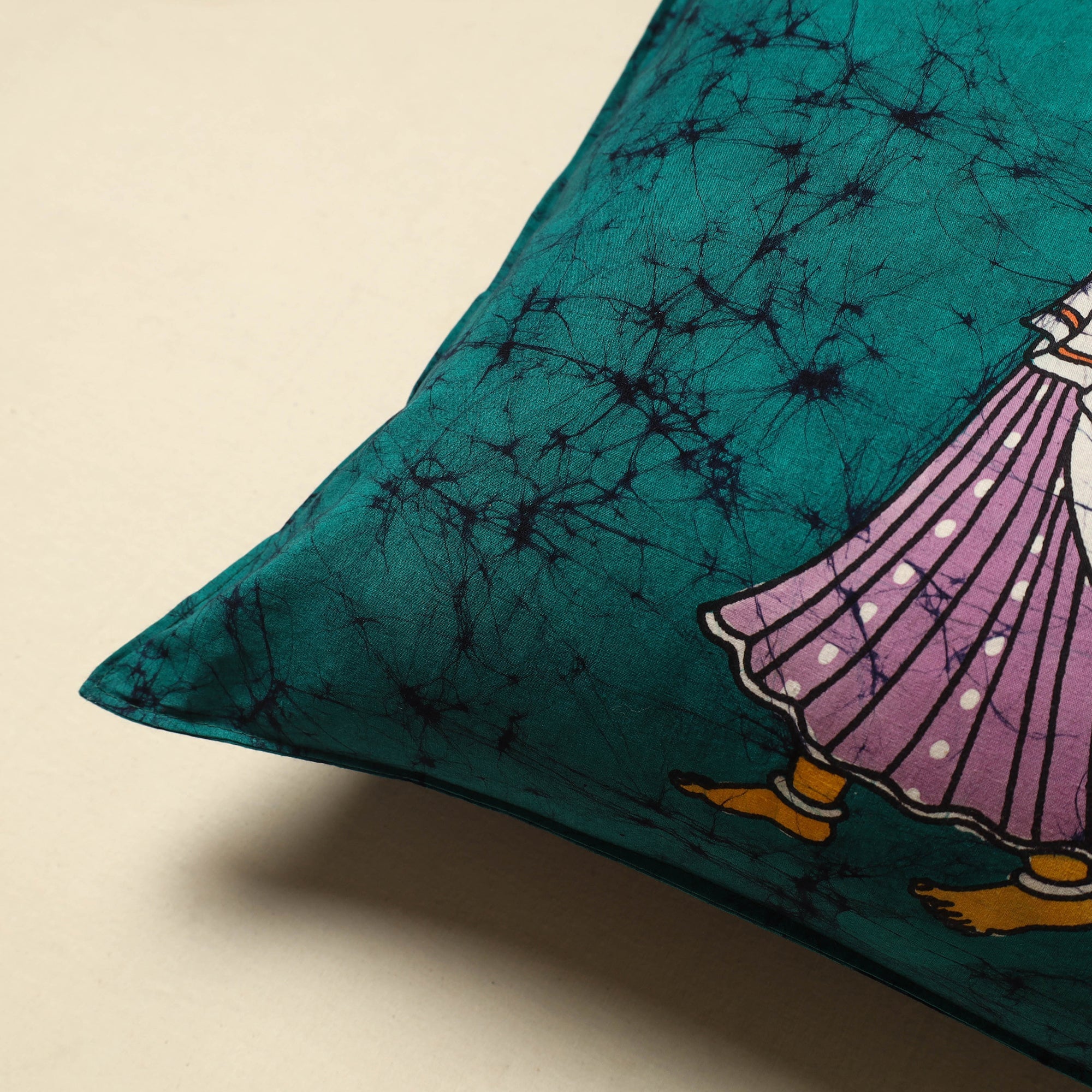 KACHCHH JI CHHAAP Green - Pure Cotton Hand Batik Cushion Cover (18 x 18 in) 09 - view 2