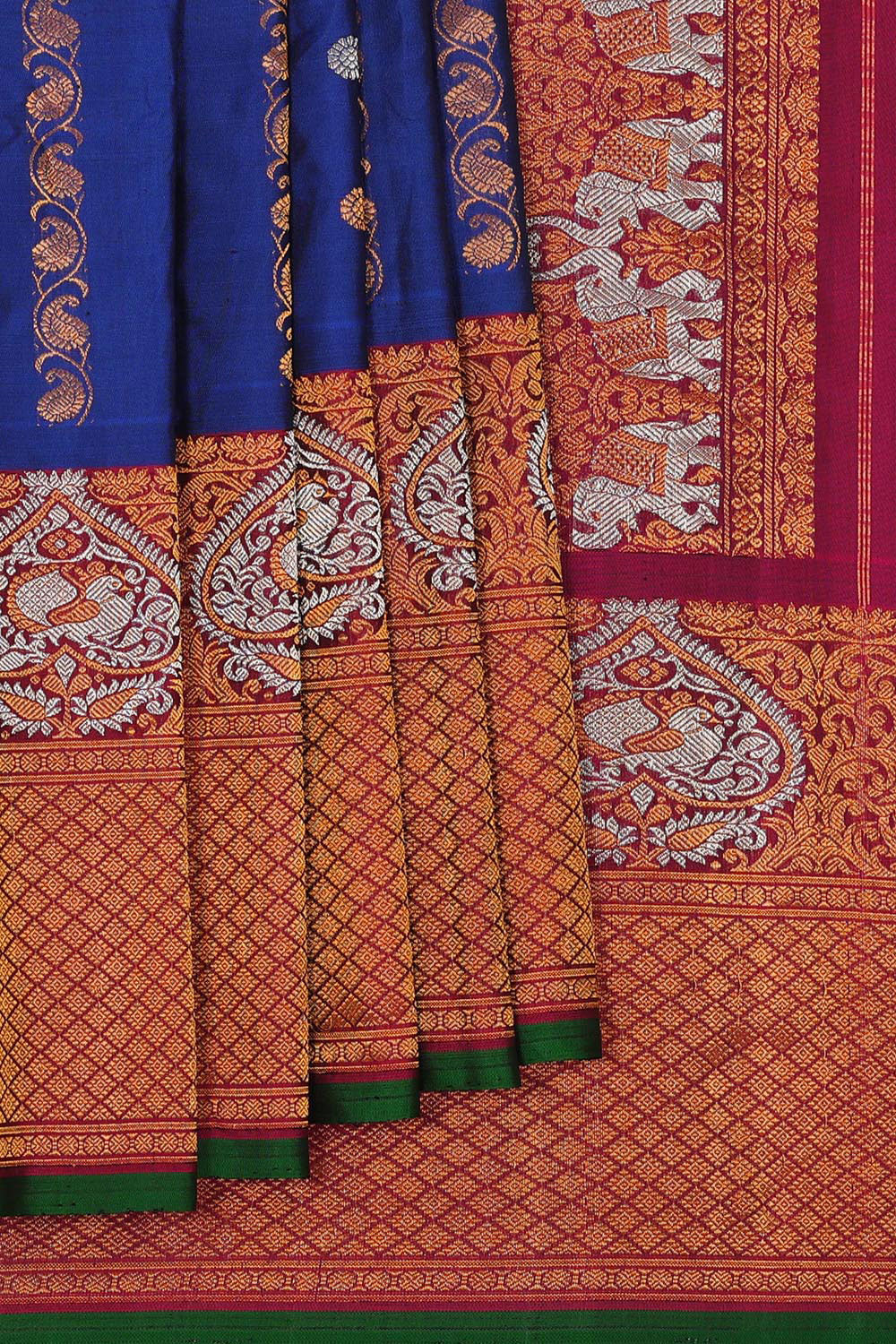 Kalanjali Gadwal-Silk Indigo Blue Saree – Women's