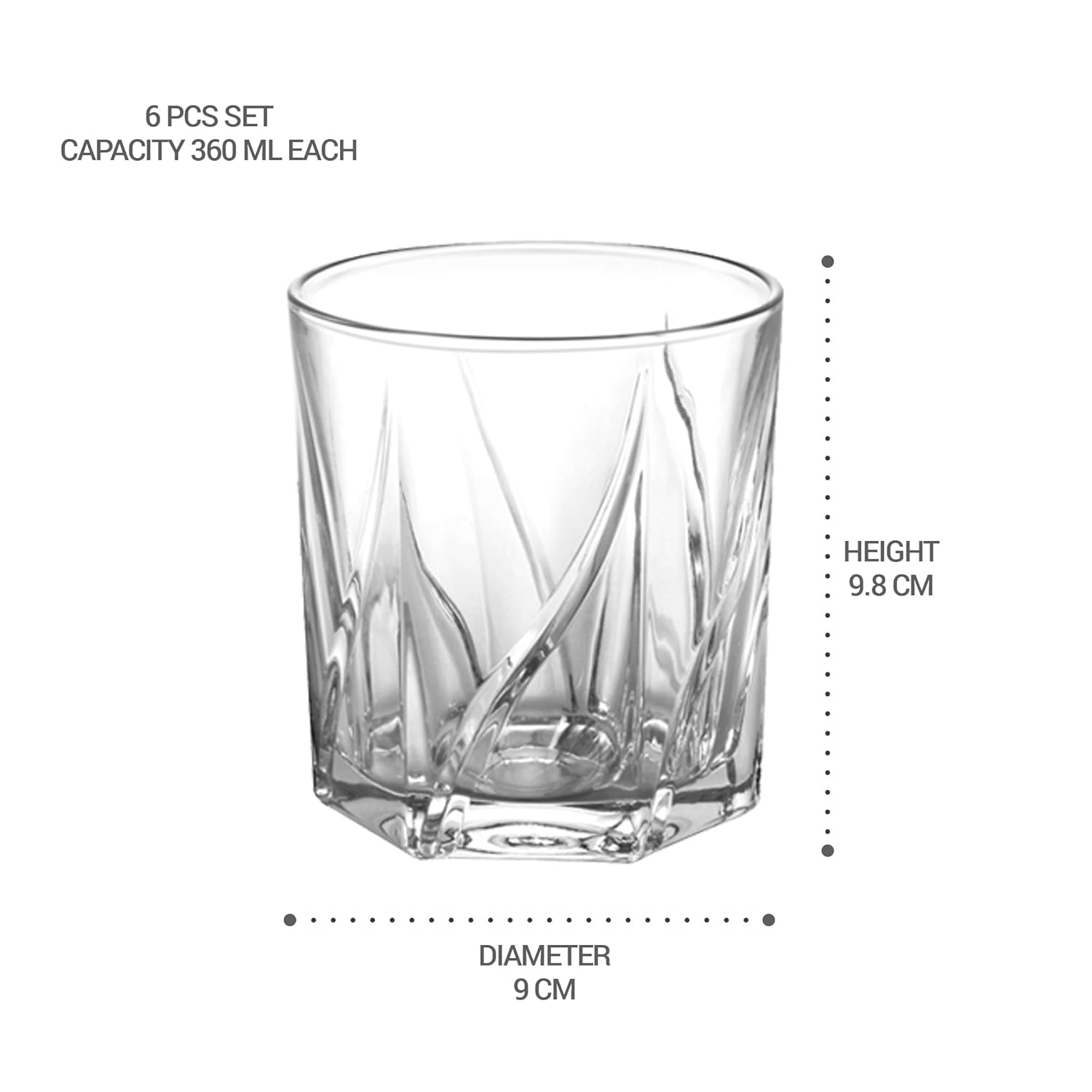 Treo by Milton Ignis On The Rocks 350 Glass Tumbler | Transparent | Set of 6 Pcs - view 7