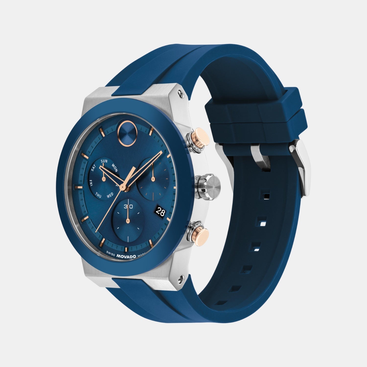 Movado Bold Men Quartz Blue Dial Chronograph Silicone Watch 3601331 - view 2