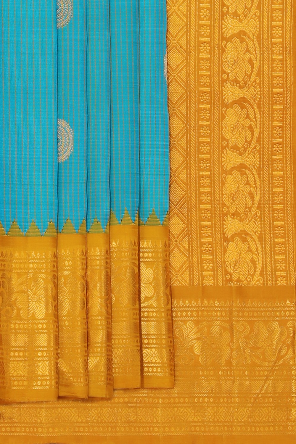 Kalanjali Gadwal Silk Teal Blue Saree – Women's