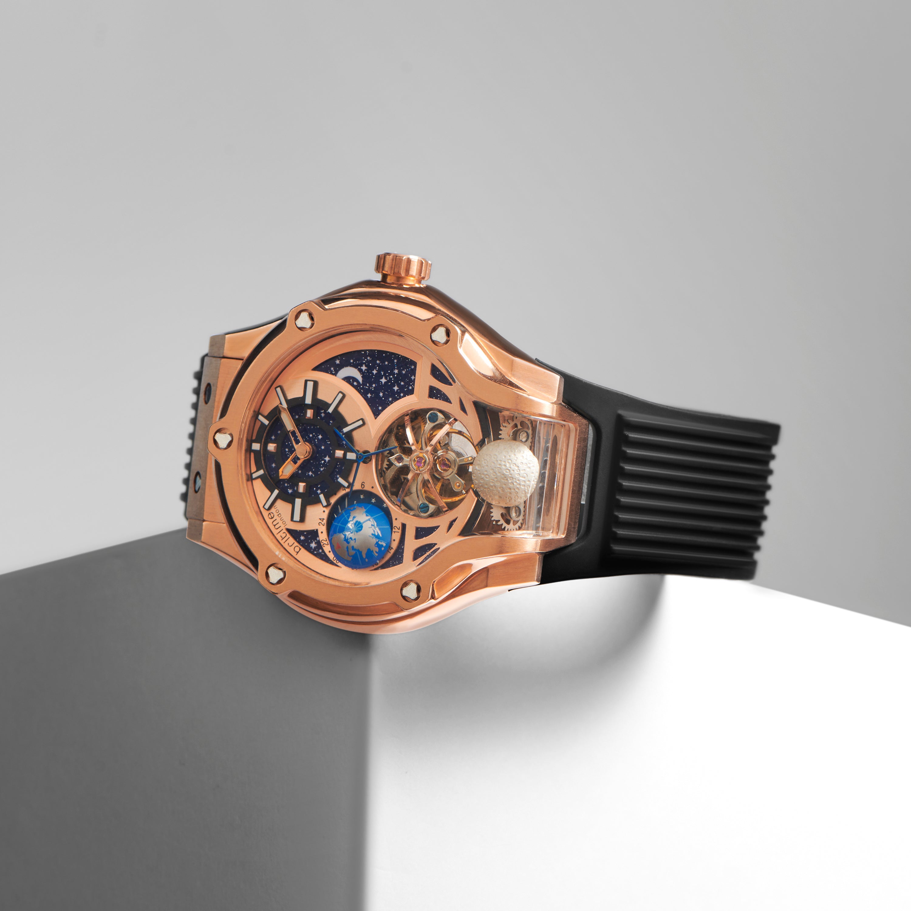 Britime Asteroid Men Automatic Rose Gold Dial Multi-Function Silicone Watch 777-P30706 - view 3