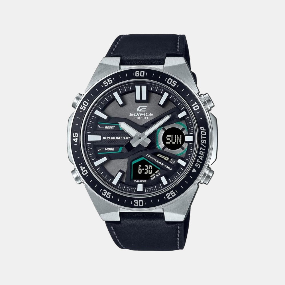 Casio Edifice Men Quartz Black Dial Chronograph Stainless Steel Watch ED553