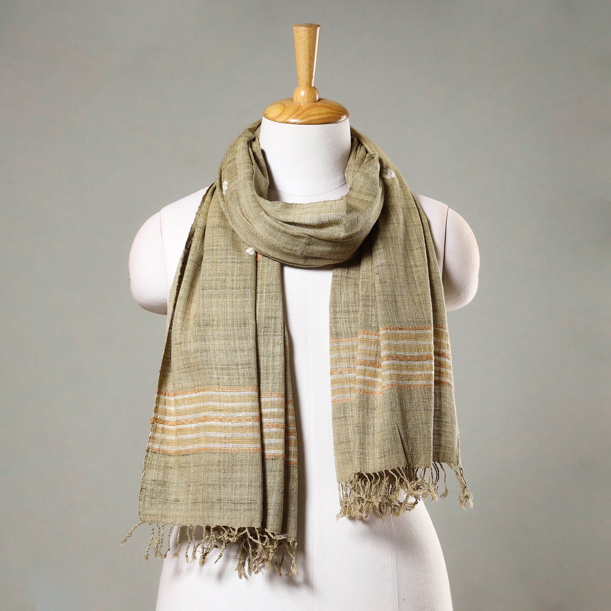 ITOKRI CRAFTS INITIATIVE Beige - Traditional Handspun Handloom Eri Silk Natural Dyed Stole