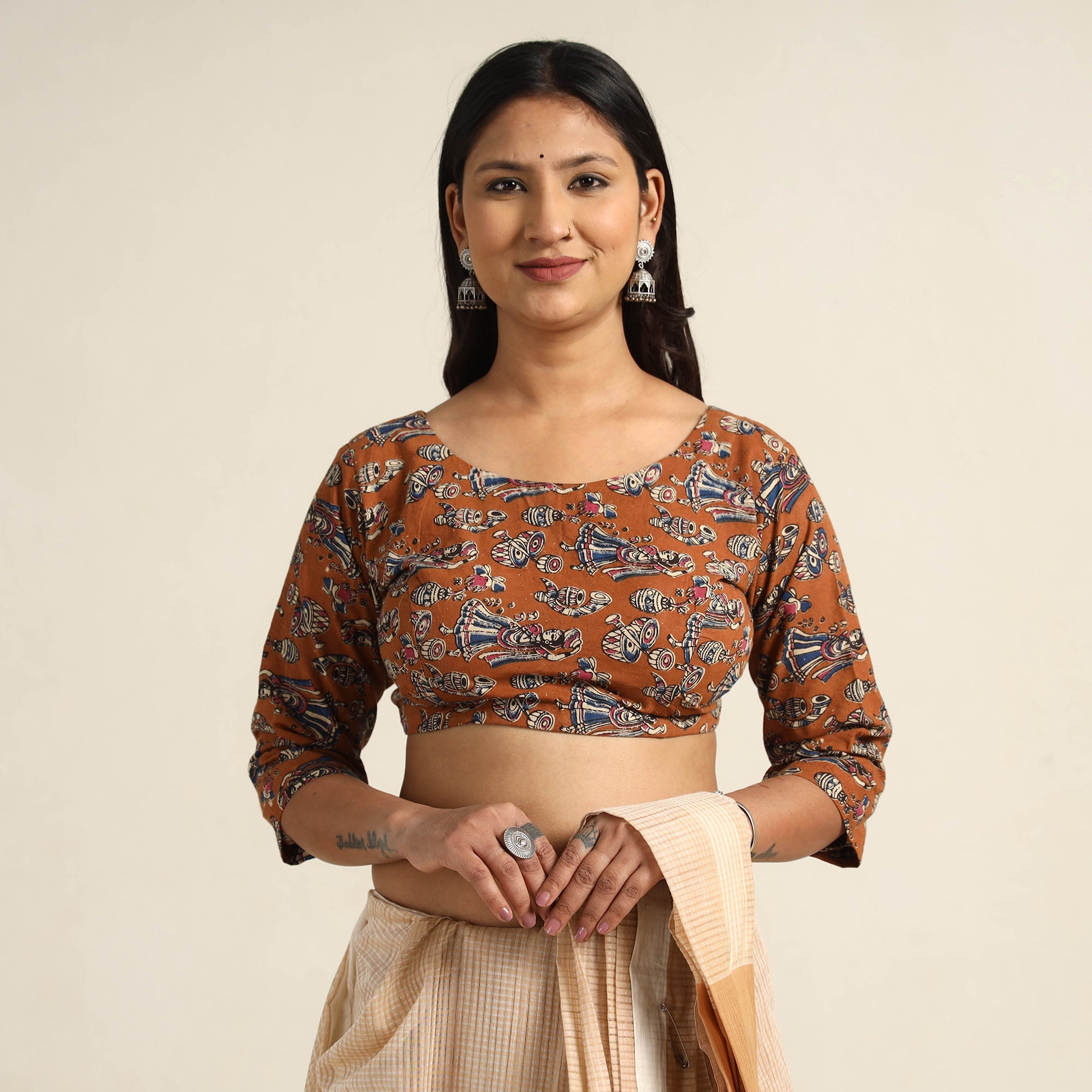 ITOKRI CASUALS Brown - Kalamkari Printed Cotton Stitched Blouse 09 - view 2