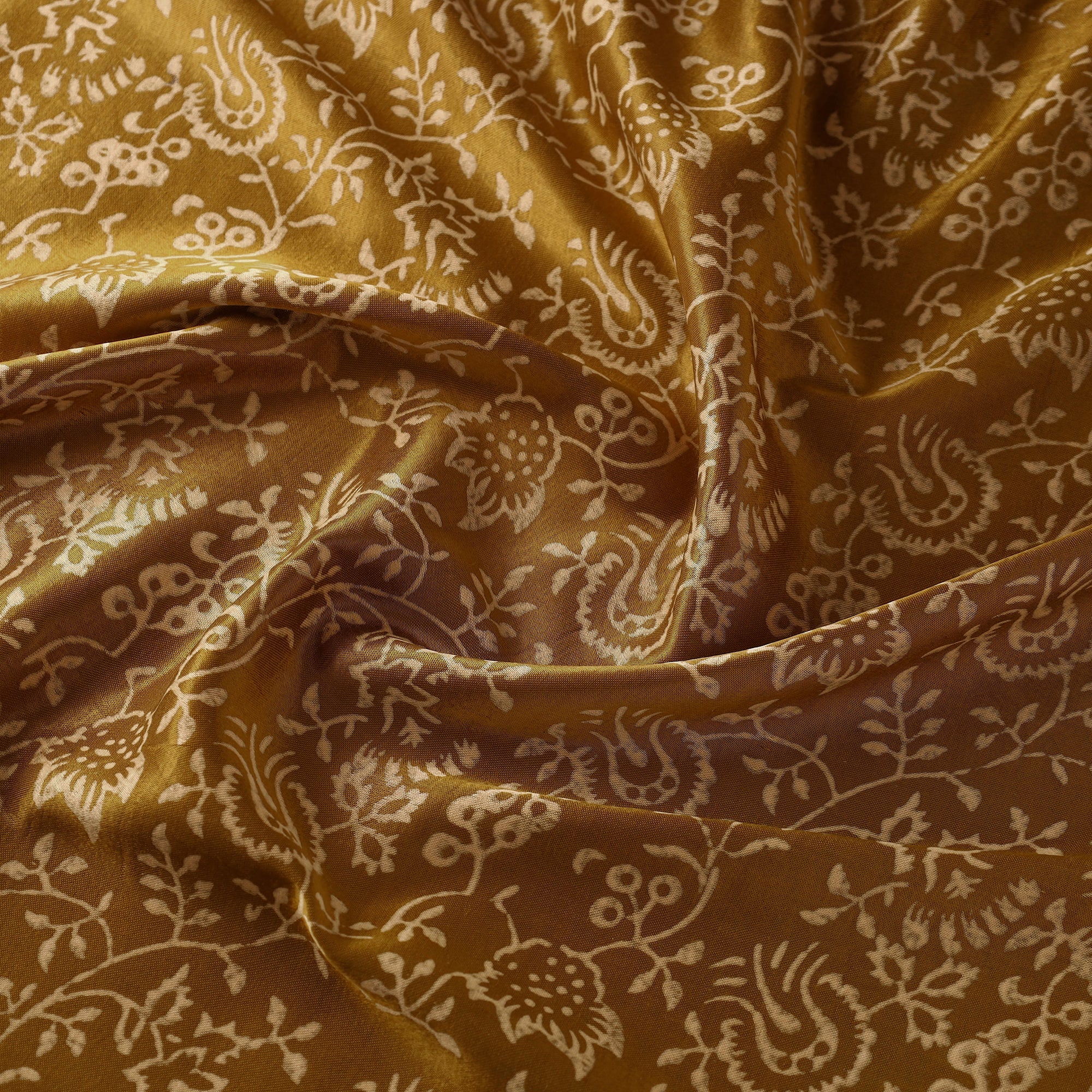 KACHCHH JI CHHAAP Brown - Mashru Silk Kutch Hand Block Printed Fabric 18 - view 3