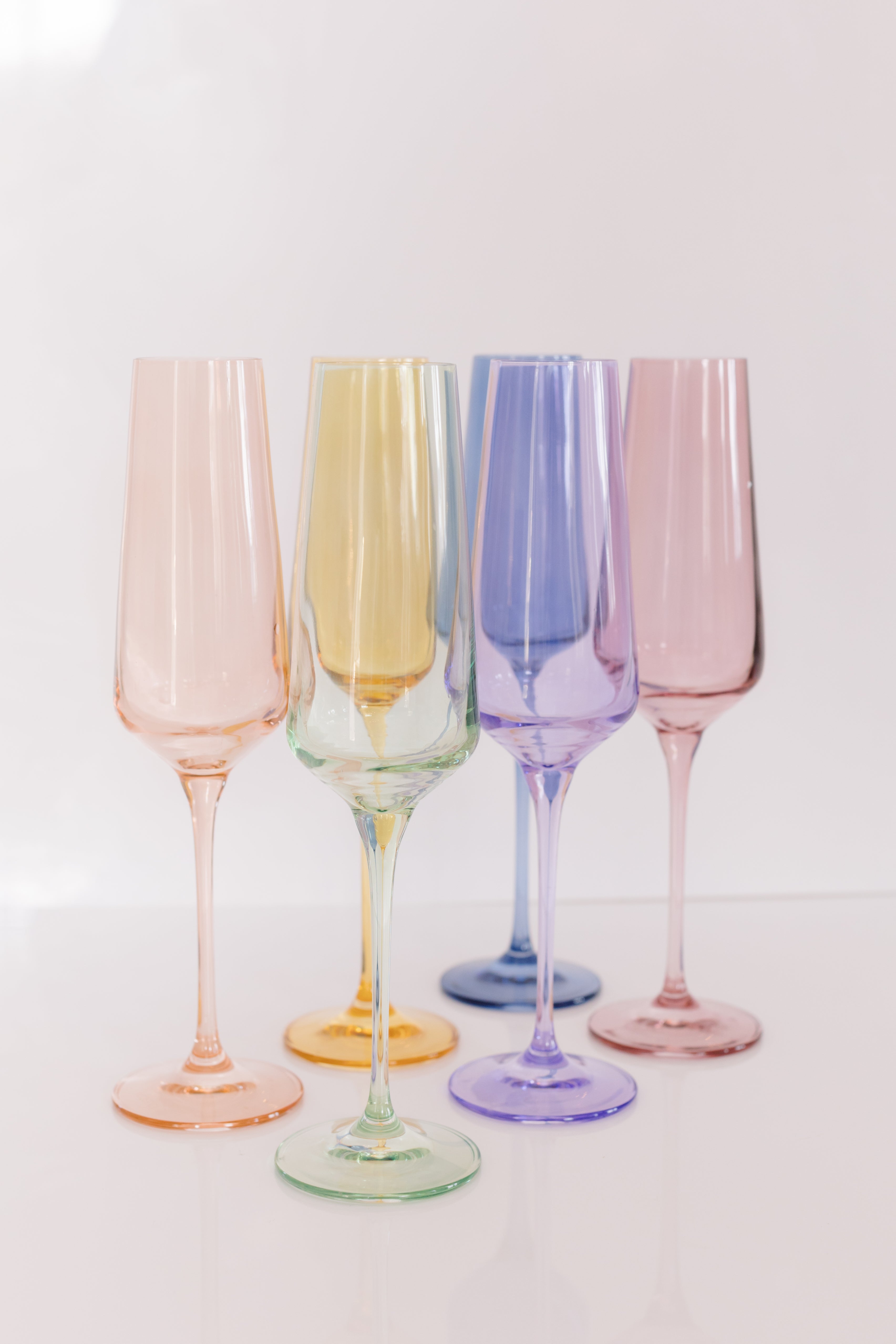 Estelle Colored Glass Estelle Colored Champagne Flute - Set of 6 {Pastel Mixed Set}