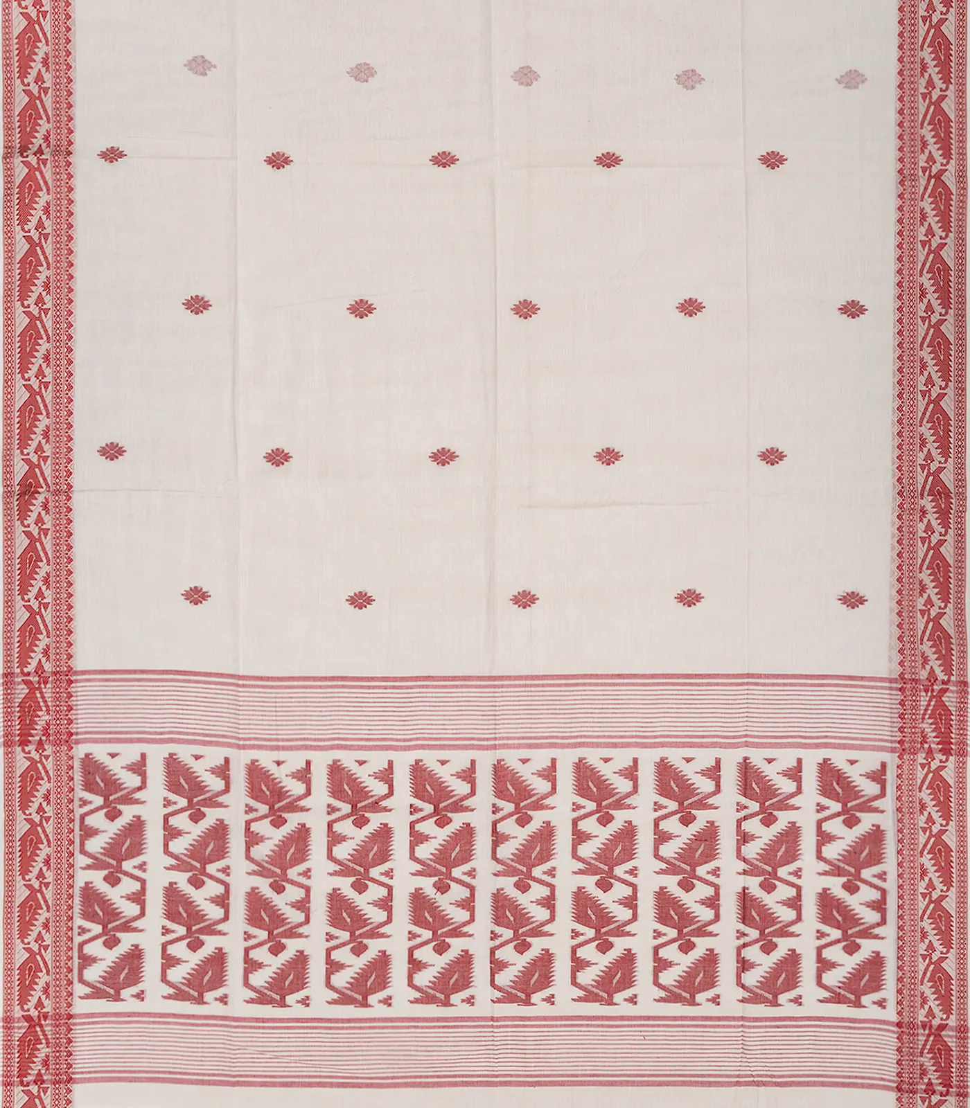 RmKV Off White Handloom Bengal Cotton Saree With Floral Motifs-Off White - view 2
