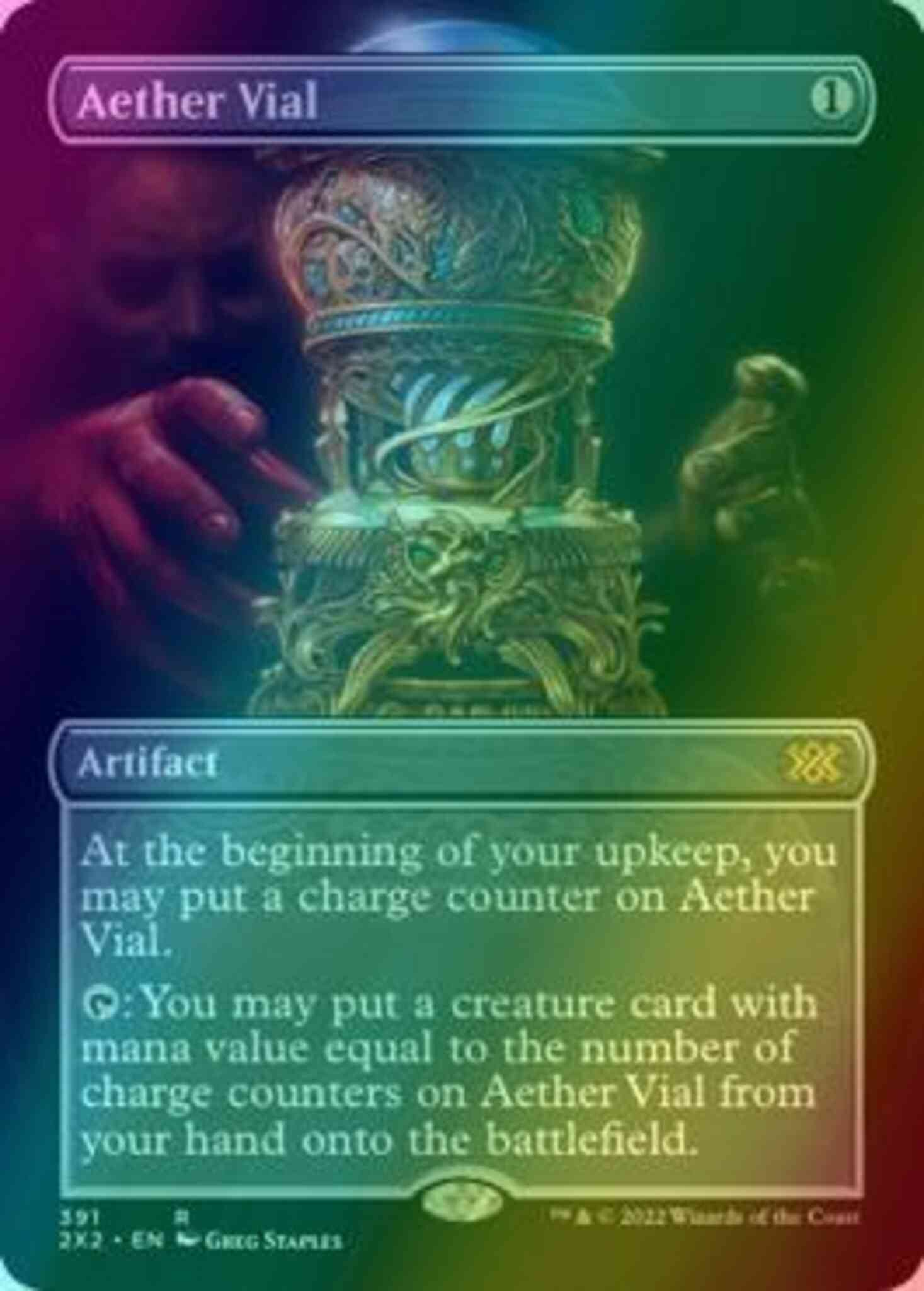 Aether vial 391 – Magic Aether Vial [391] [Borderless] [Double Masters 2022] [Foil]