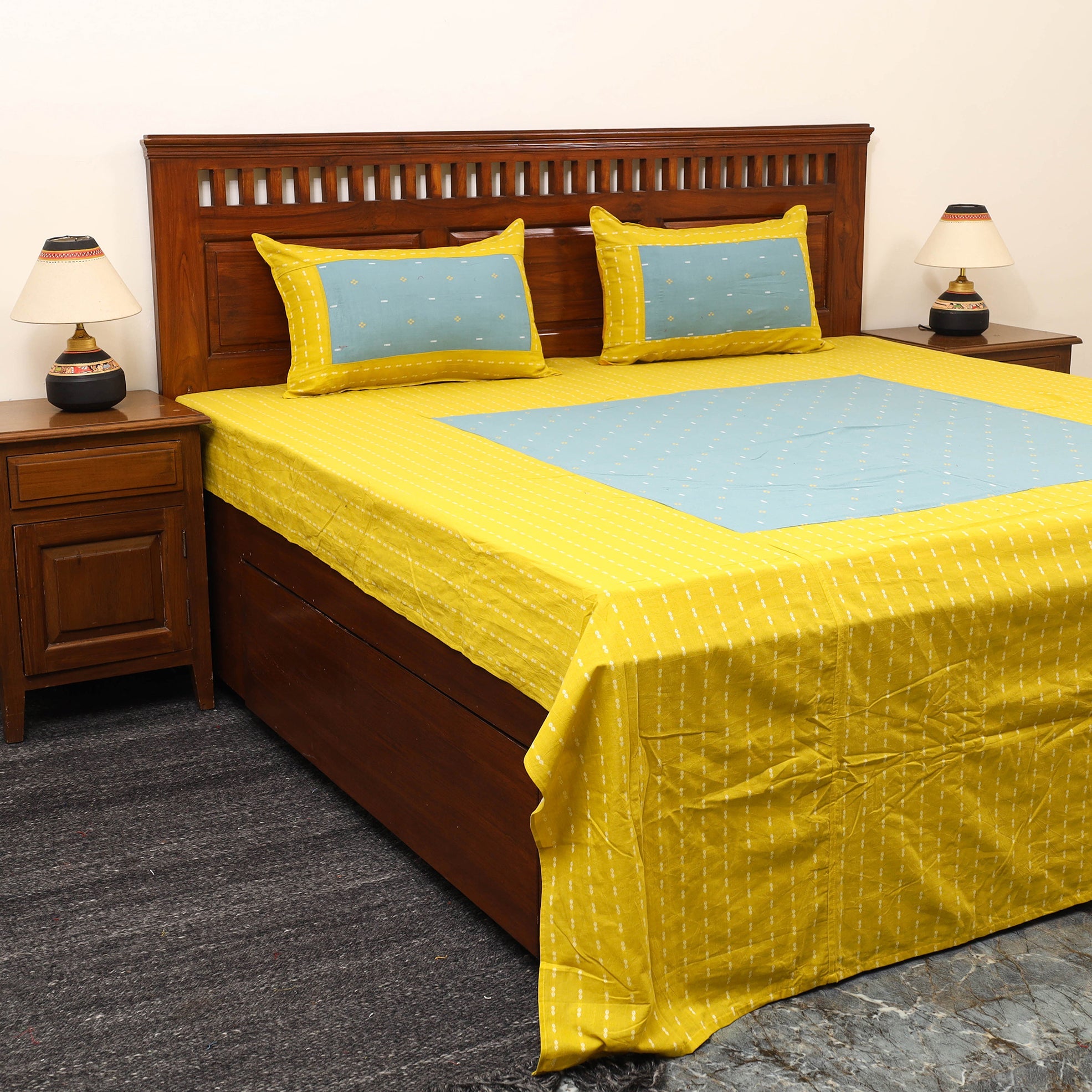 SOUTH KARGHA Patchwork Cotton Double Jacquard Bedsheet Set 05