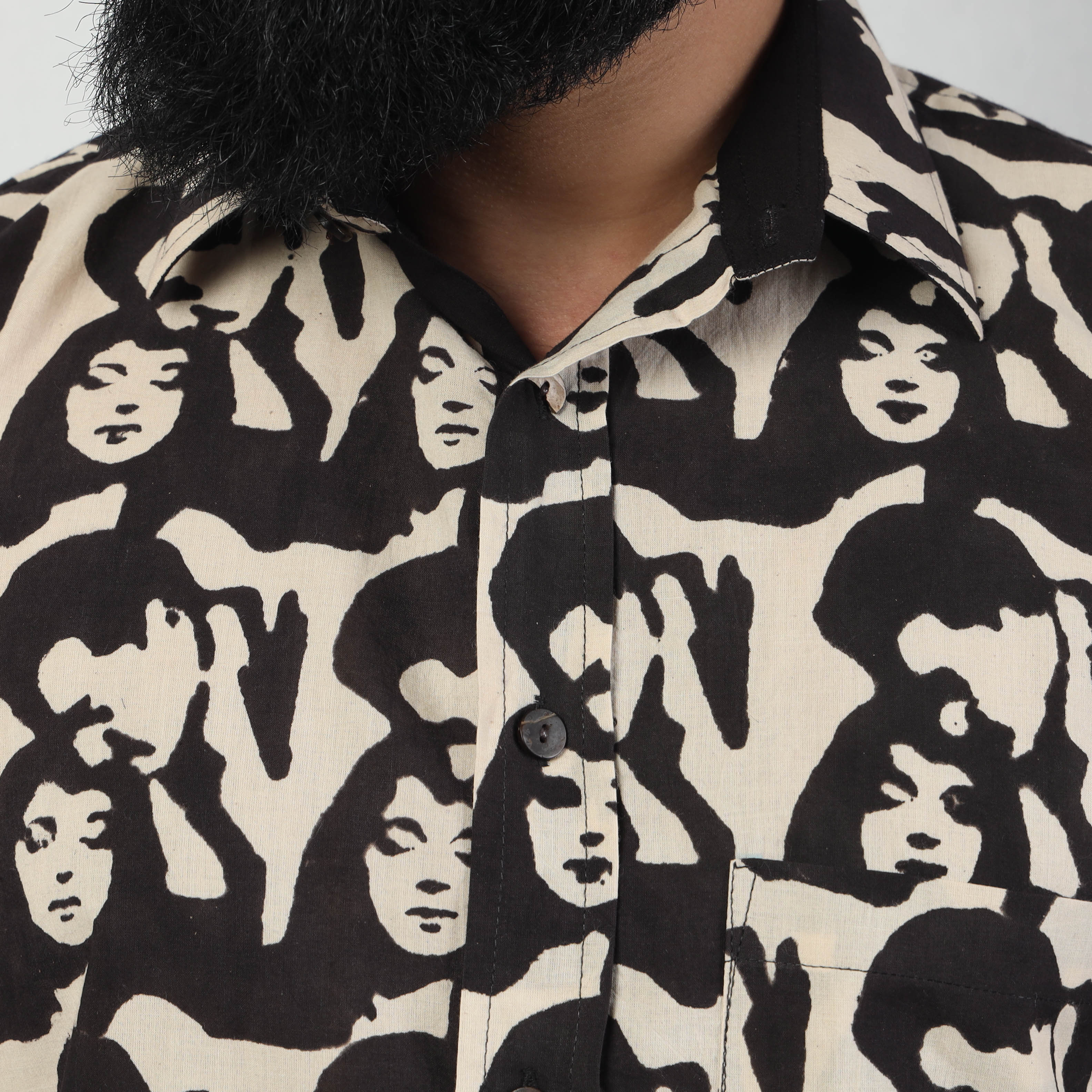 BINDAAS UNLIMITED Beige - Bindaas Block Art Printed Cotton Men Full Sleeve Shirt - view 3