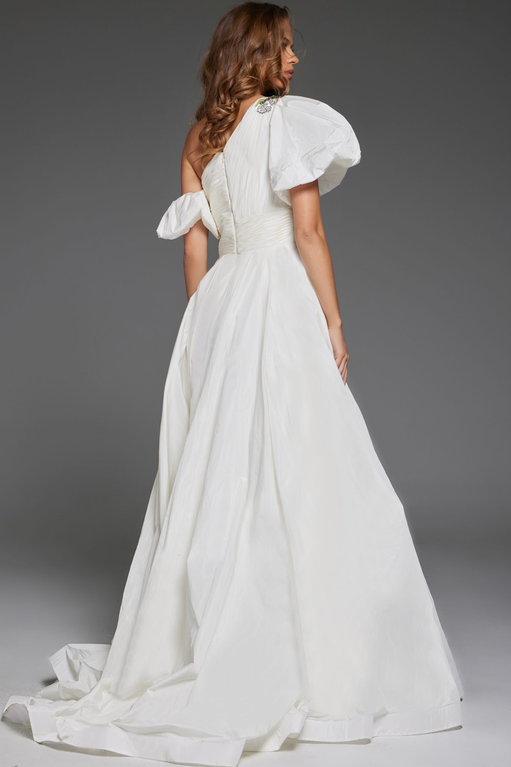 Jovani 36872 Long Bridal Gown Puff Sleeve Wedding Dress - view 2