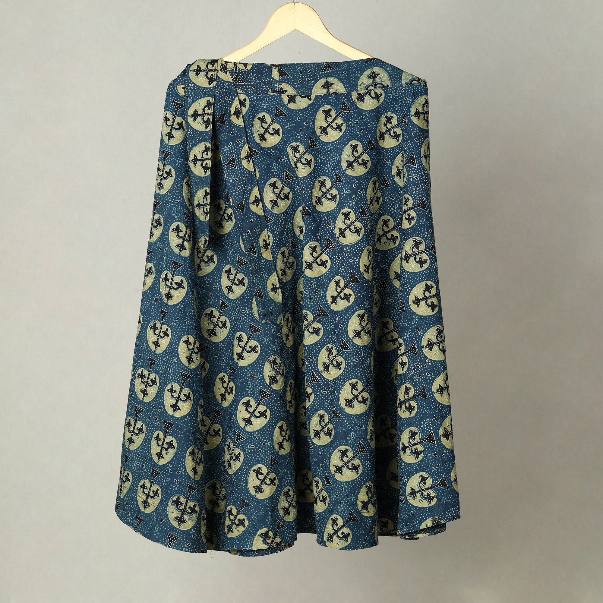 NOORI BAZAR Blue - Block Print Cotton Wrap Around Ajrakh Skirt 15