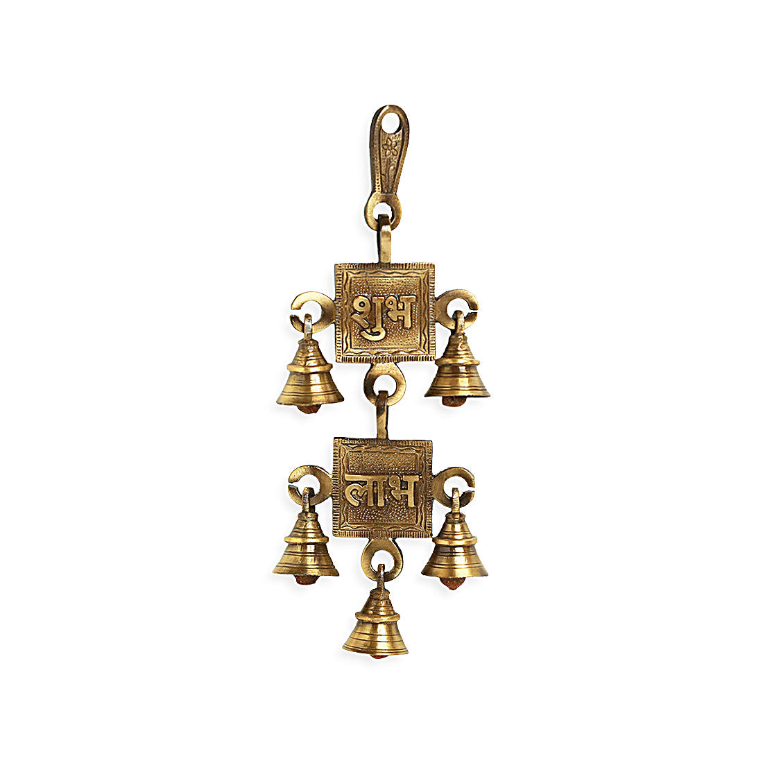 EXCLUSIVELANE 'Shubh Labh' Hand-Etched Wall Décor Hanging In Brass - view 2