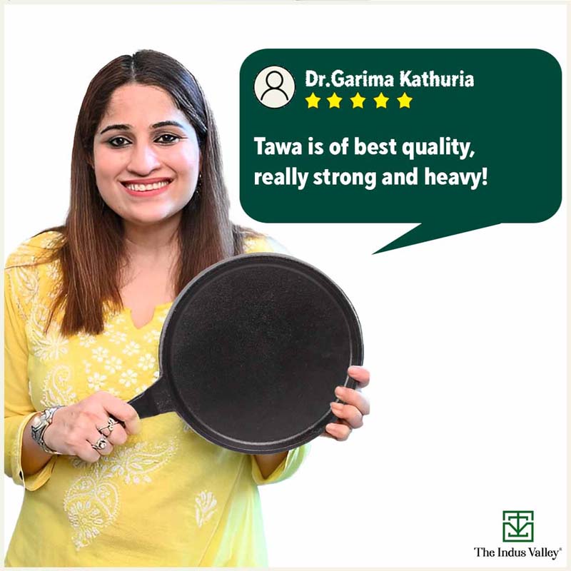 The Indus Valley CASTrong Cast Iron Tawa,Pre-seasoned, Nonstick, 100% Pure, Toxin-free, Induction, 25.5cm, 2.2kg - view 12