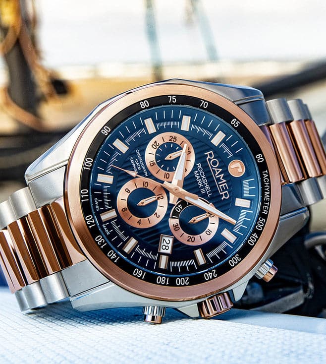 Roamer Rockshell Mark III Chrono Blue Dial