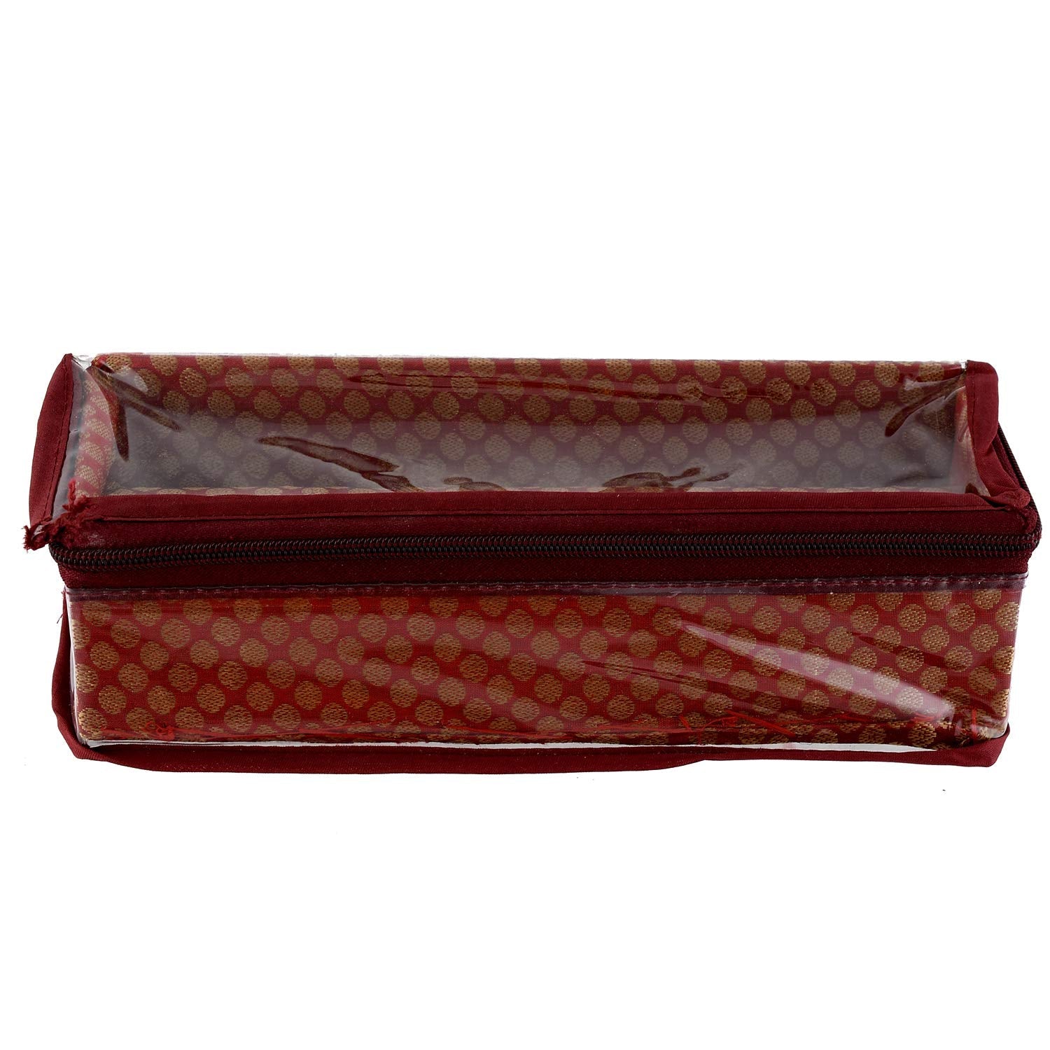 Kuber Industries Polka Dots Design Brocade Hardboard One Rod Bangle Box (Maroon) - CTKTC038809 - view 2