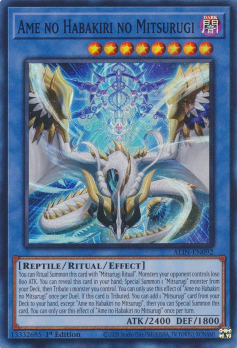 Yu-Gi-Oh! Ame no Habakiri no Mitsurugi - ALIN-EN092 - Super Rare - 1st Edition
