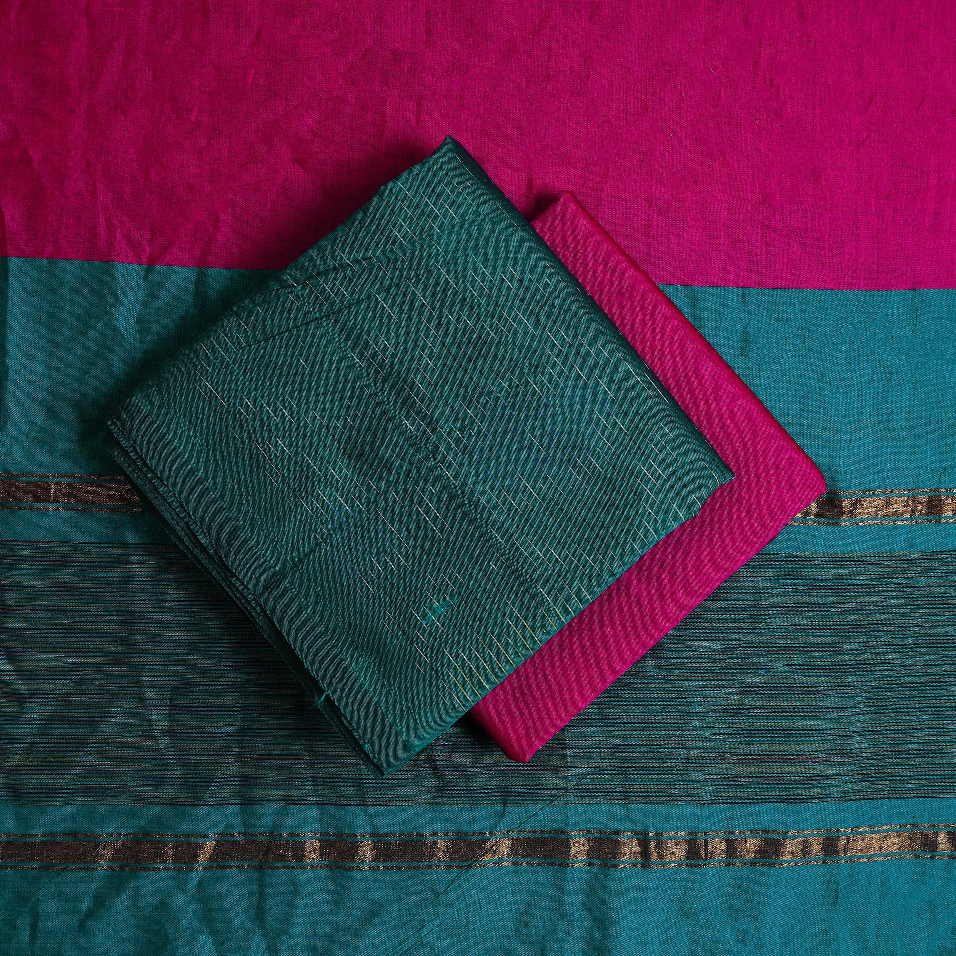 SOUTH KARGHA Green - 3pc Handloom Silk Cotton Pochampally Ikat Dress Material 20 - view 2