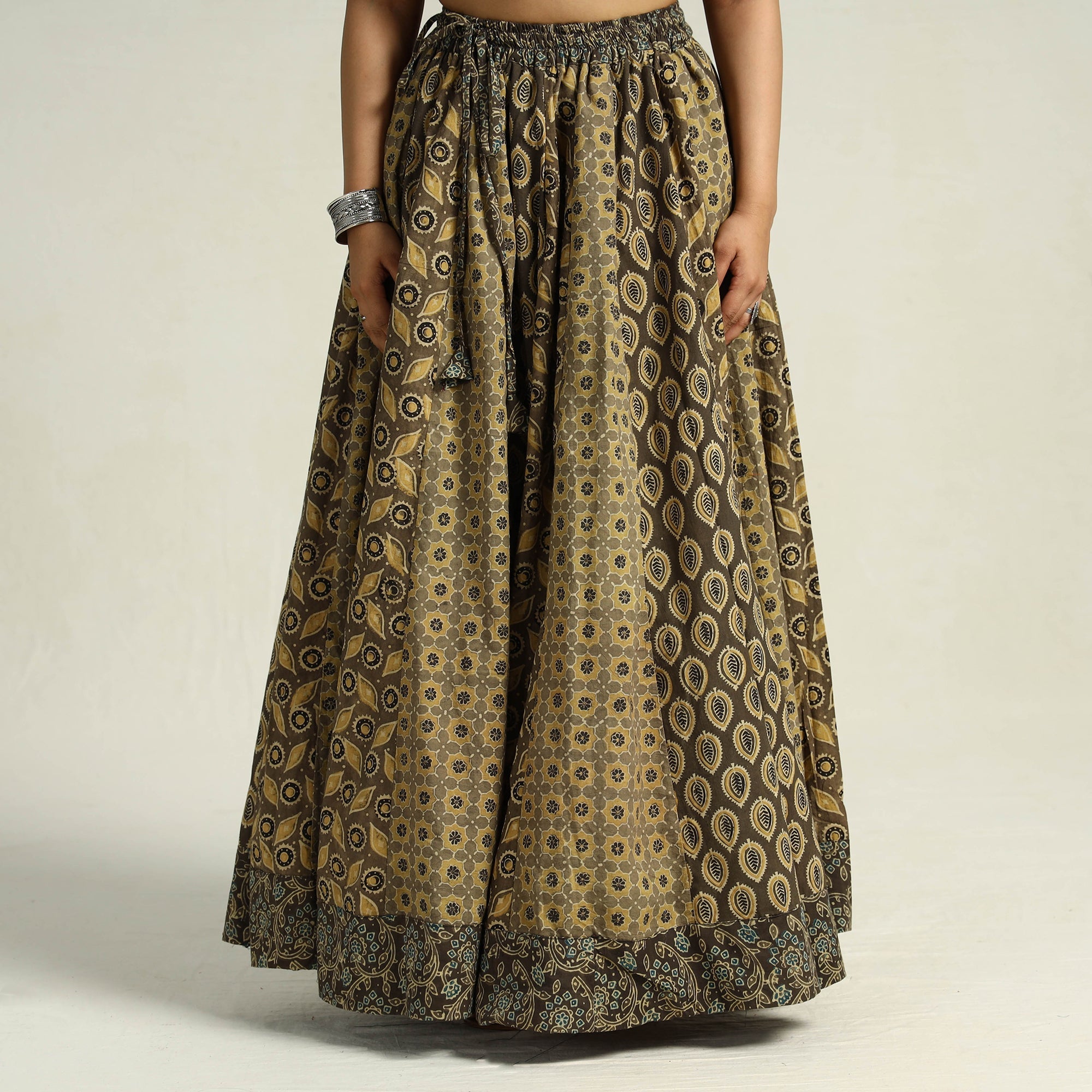 NOORI BAZAR Brown - Kutch Block Printed 24 Kali Cotton Long Skirt 12 - view 2