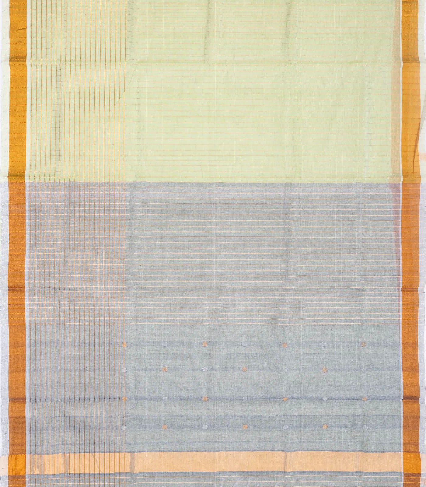 RmKV Light Green Handloom Venkatagiri Cotton Saree With Stripes - view 2