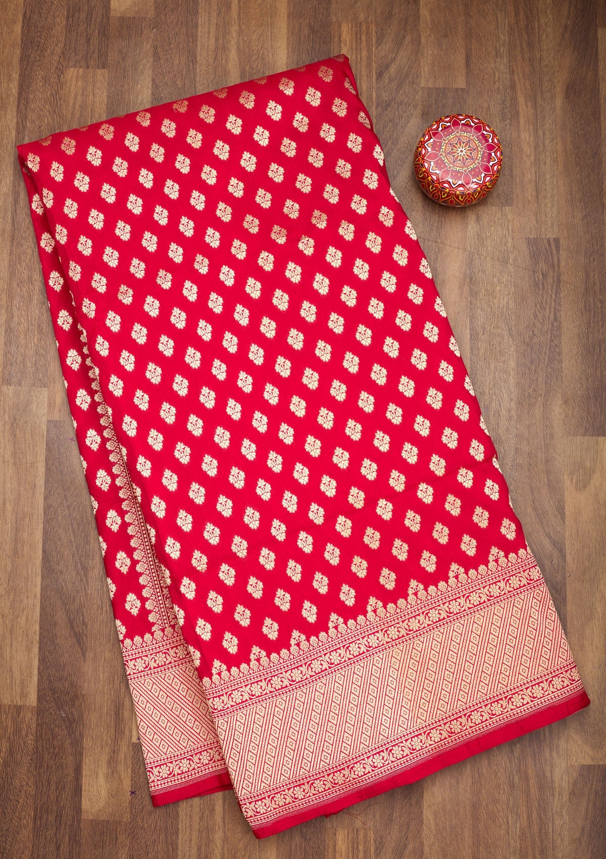 Koskii Red Zariwork Pure Silk Saree – Women's