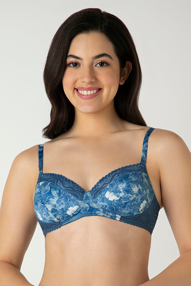 amante Demure Padded Non-Wired Demi Bra - Floral Fusion Print