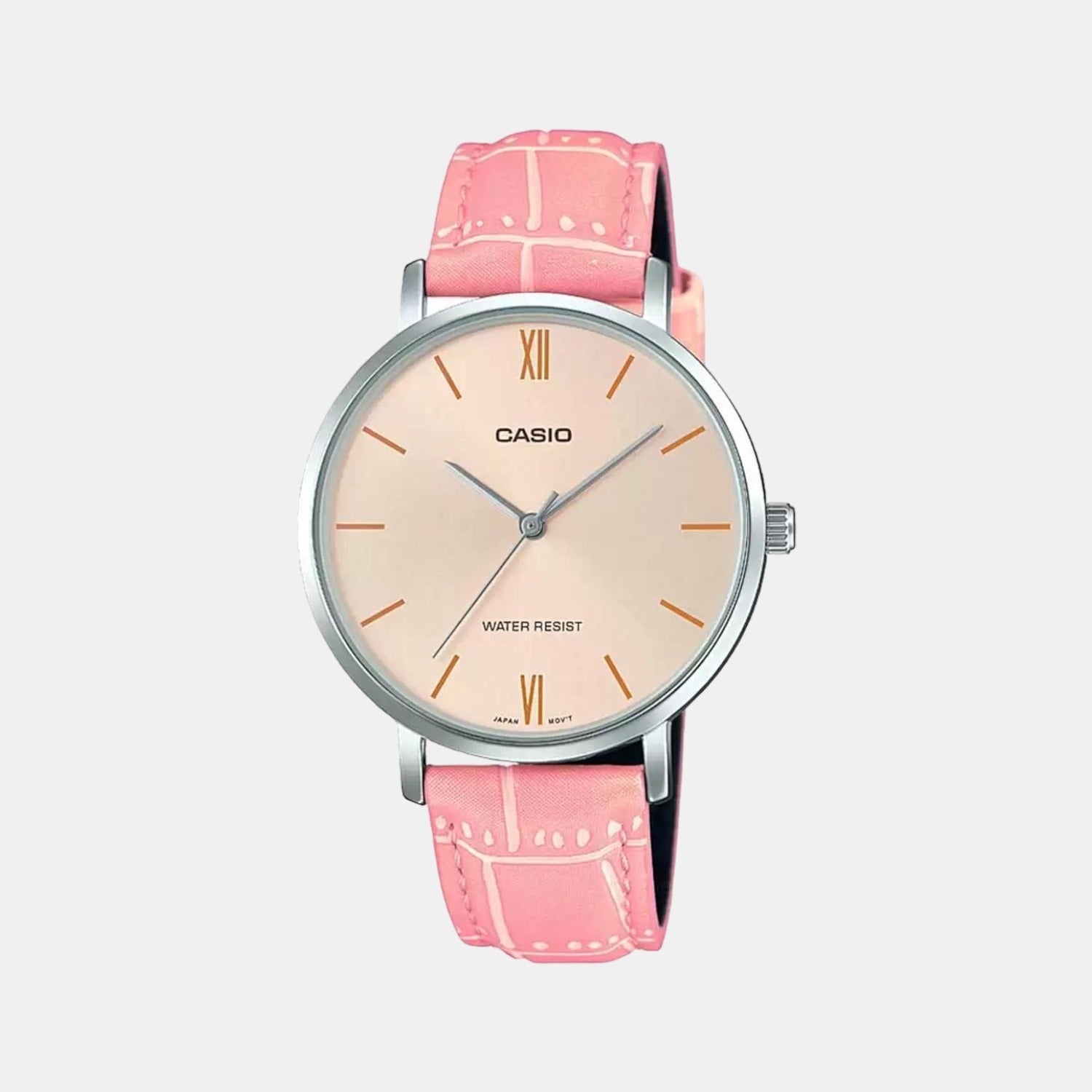 Casio Enticer Women Quartz Rose Gold Dial Analog Leather Watch A1630