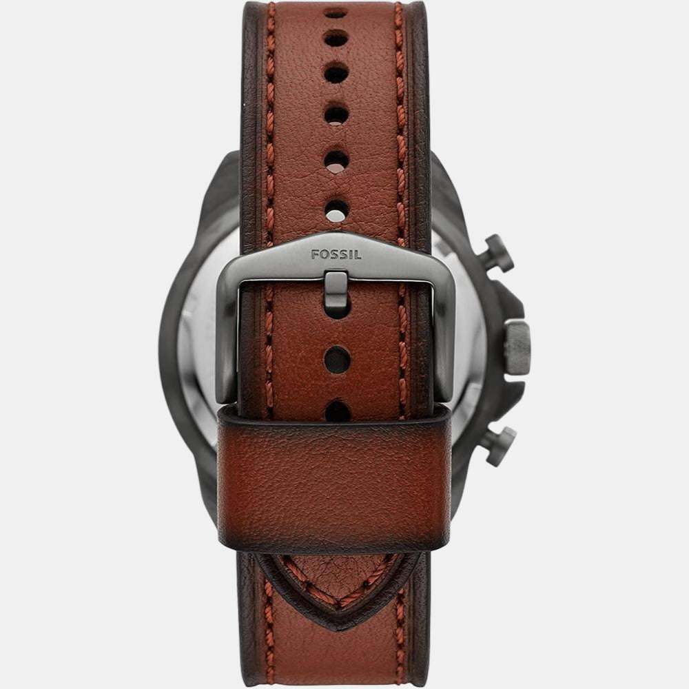 Fossil Bronson Men Quartz Grey Dial Chronograph Leather Watch FS5855 - view 2