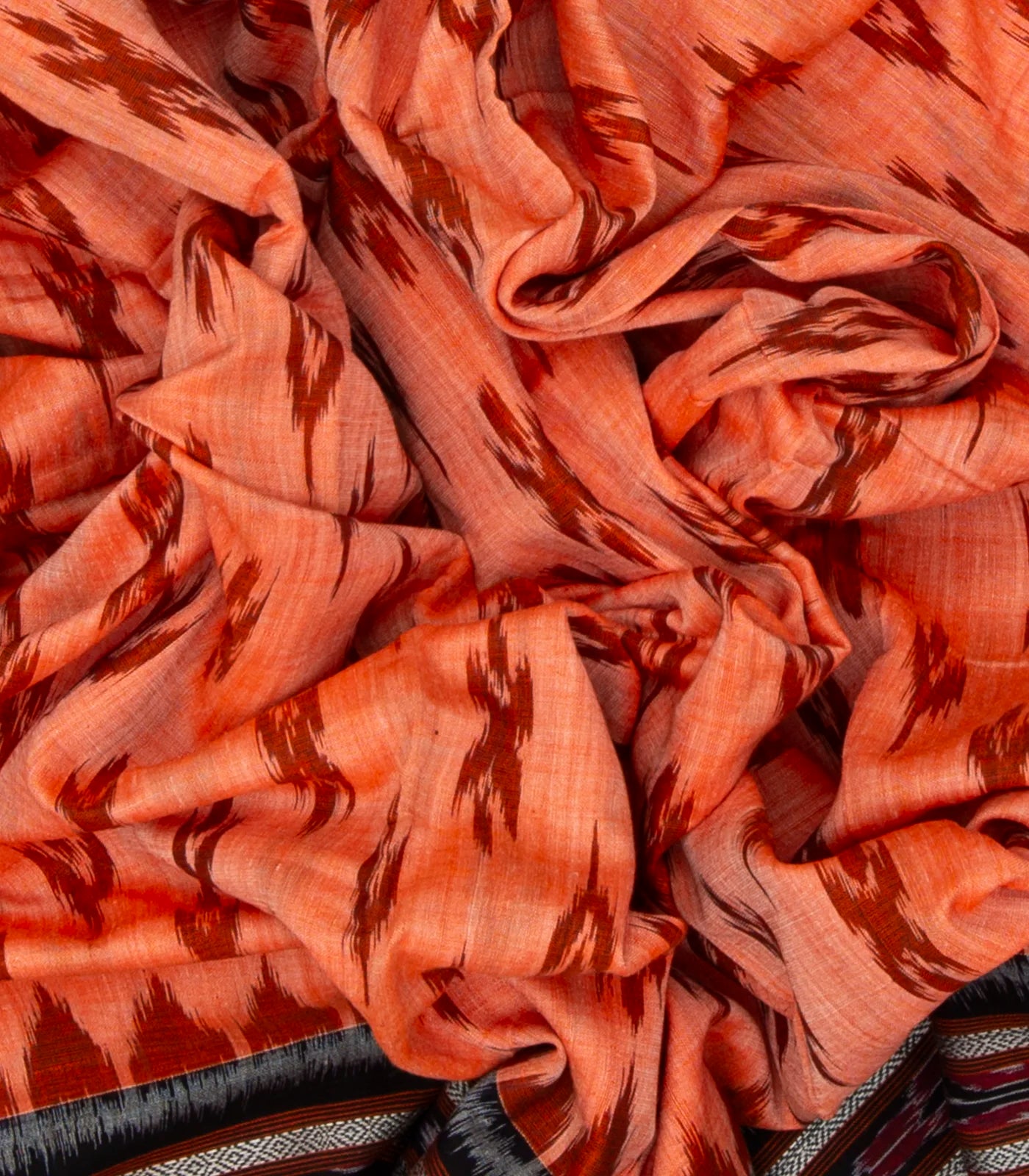 RmKV Peach Handloom Orissa Cotton Saree With Tie & Dye Floral Motifs - view 3