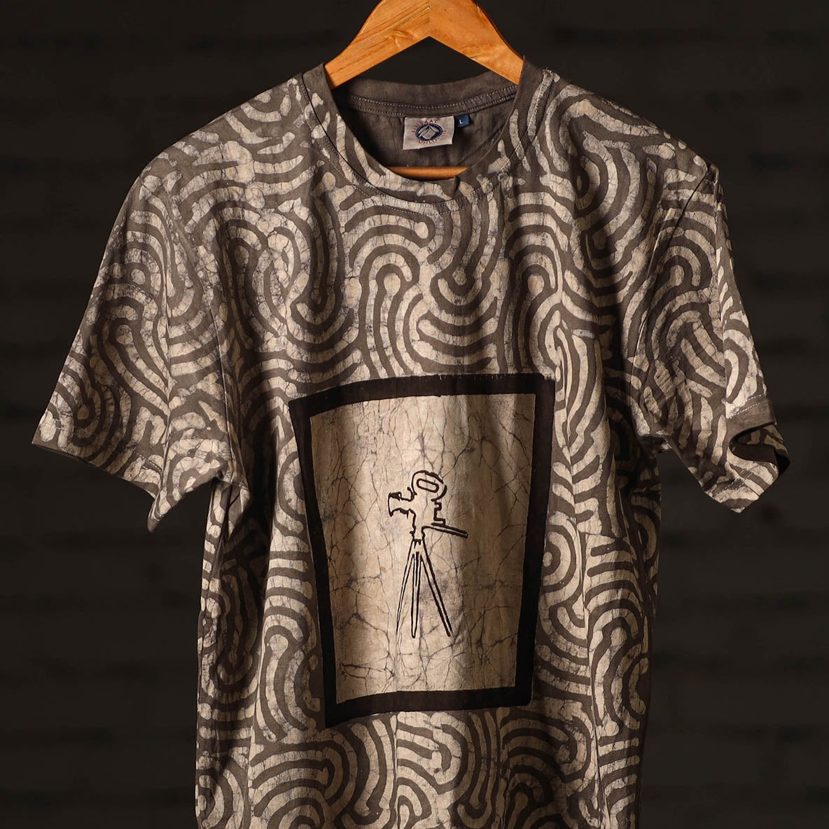 BINDAAS UNLIMITED Beige - Brown - Bindaas Block Art Printed Cotton Round Neck T-shirt - view 2