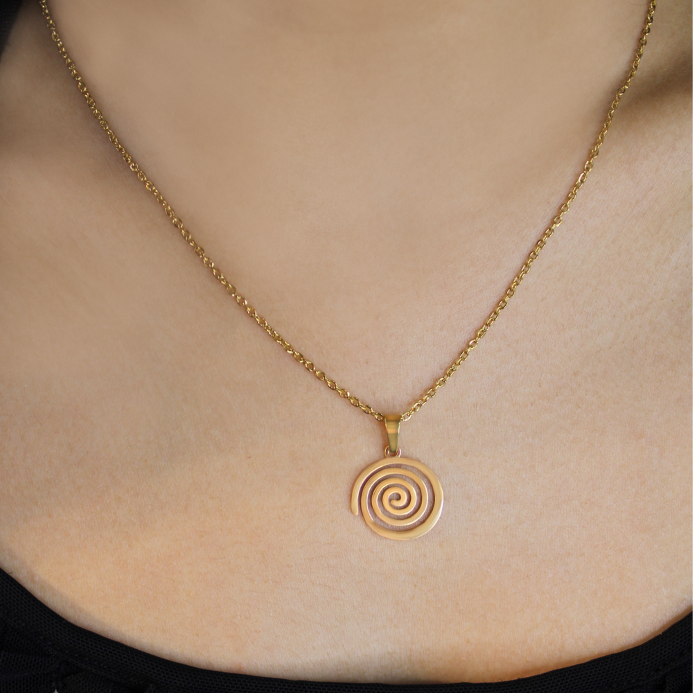 Branta Spinning Pattern Pendent Necklace and Earring Set For Women - view 2