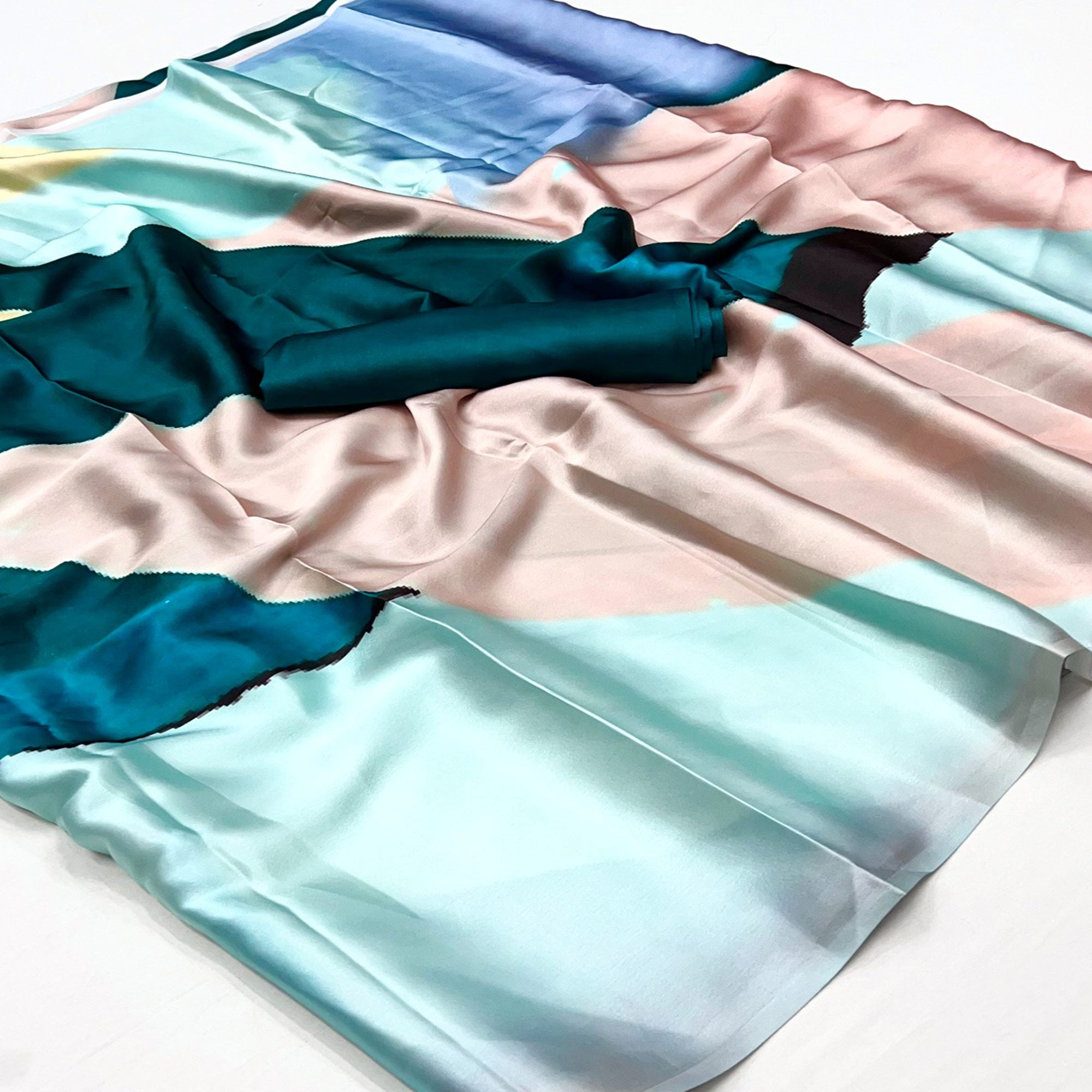 Peachmode Multicolor Digital Printed Satin Saree