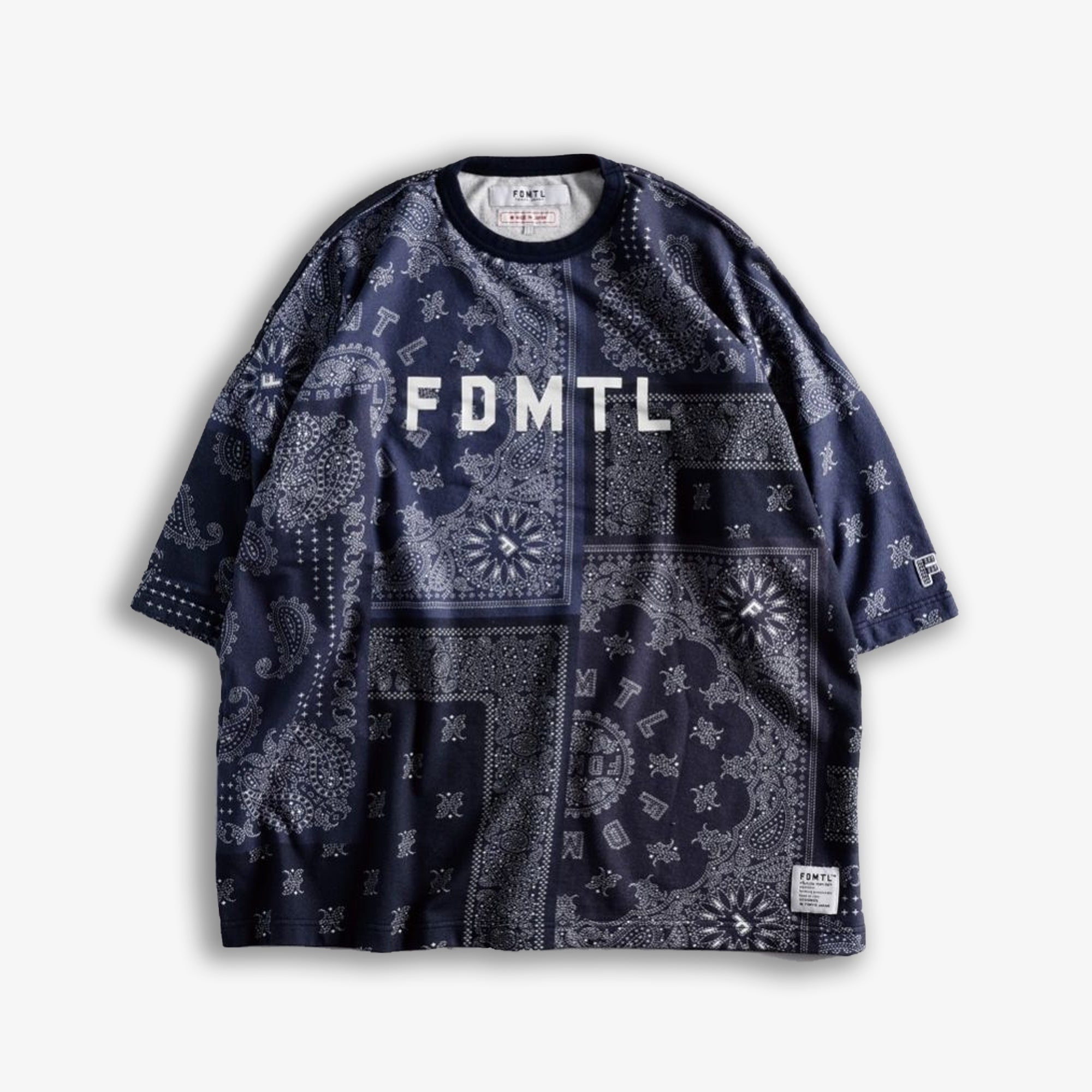 Fdmtl | Printed Patchwork Sweat Tee { Navy - view 2