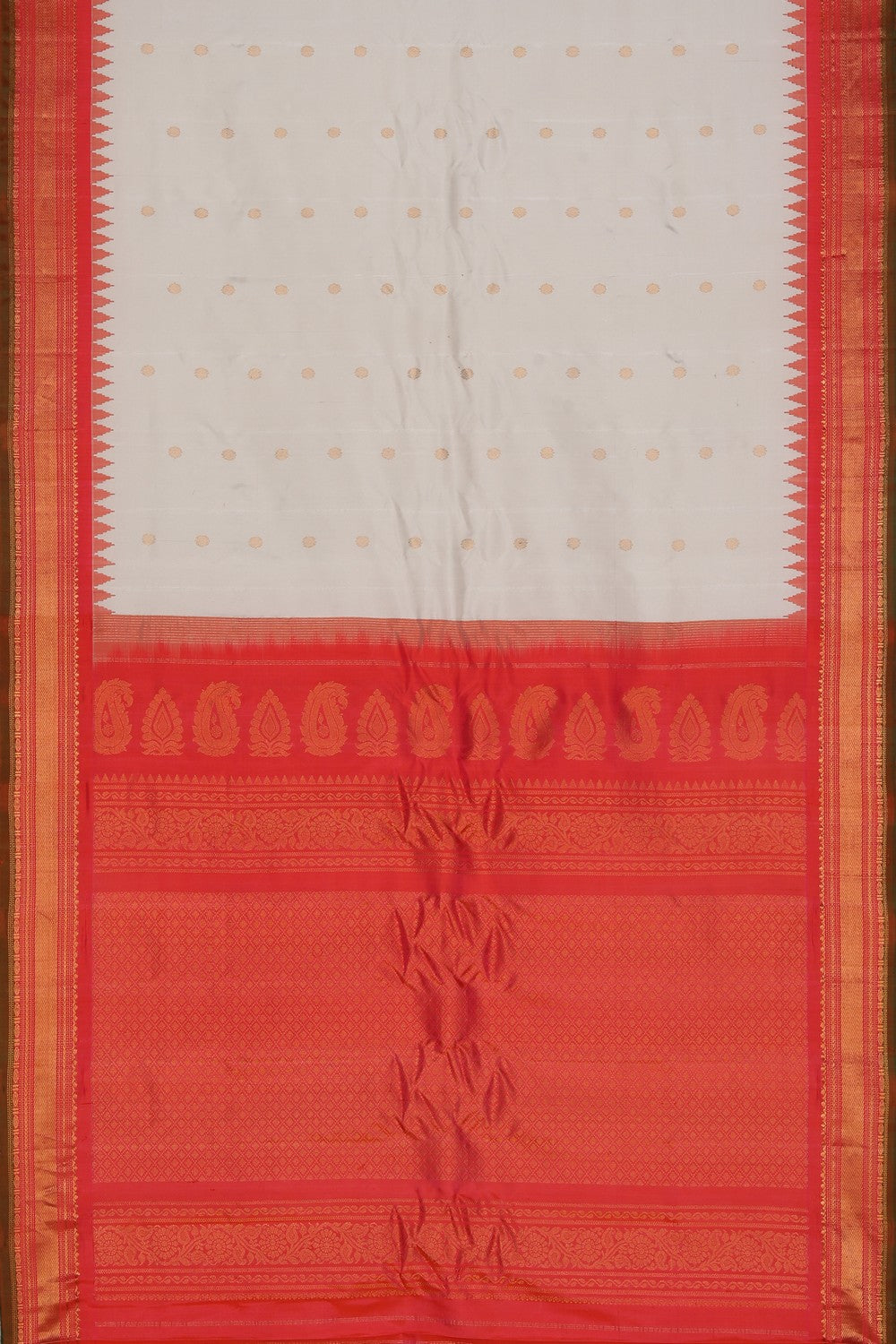 Kalanjali Gadwal Silk Off-White Saree – Women's - view 4