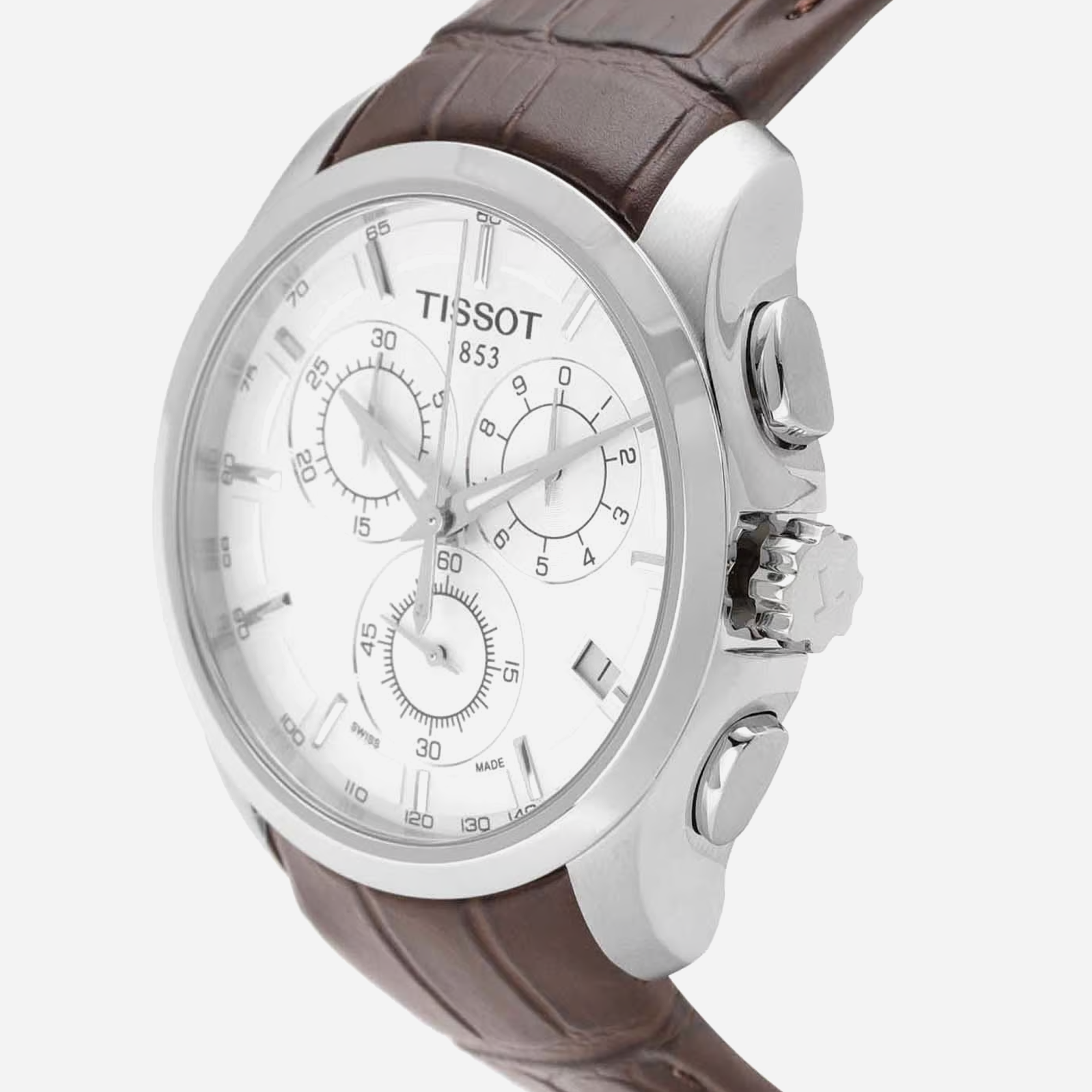 Tissot Couturier Chronograph Black Leather Strap 41mm - view 2