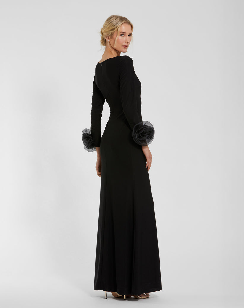 Mac Duggal 49949 Long Sleeve 3D Flowers Fitted Formal Evening Dress - view 2