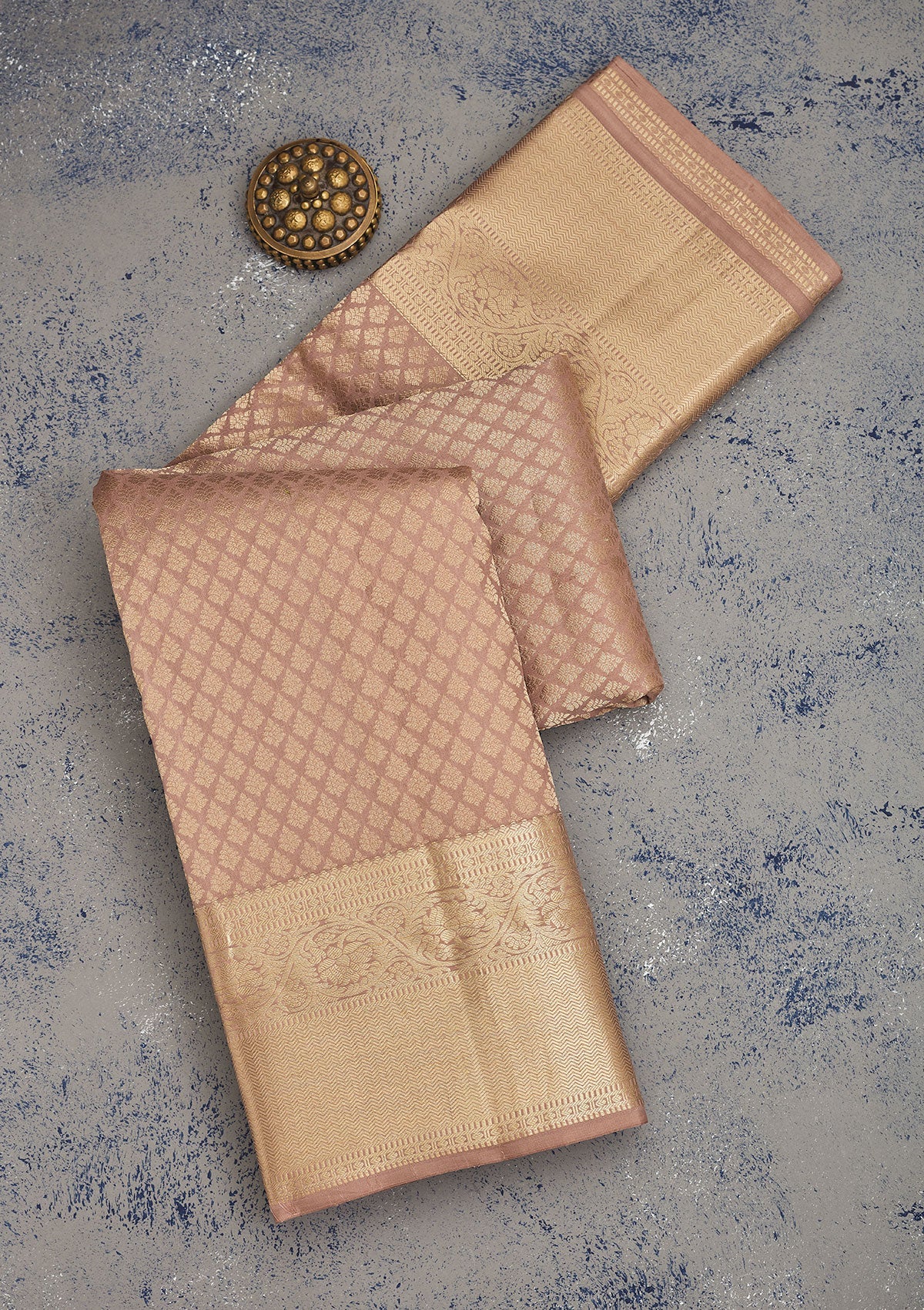 Koskii Light Brown Zariwork Pure Silk Saree – Women's