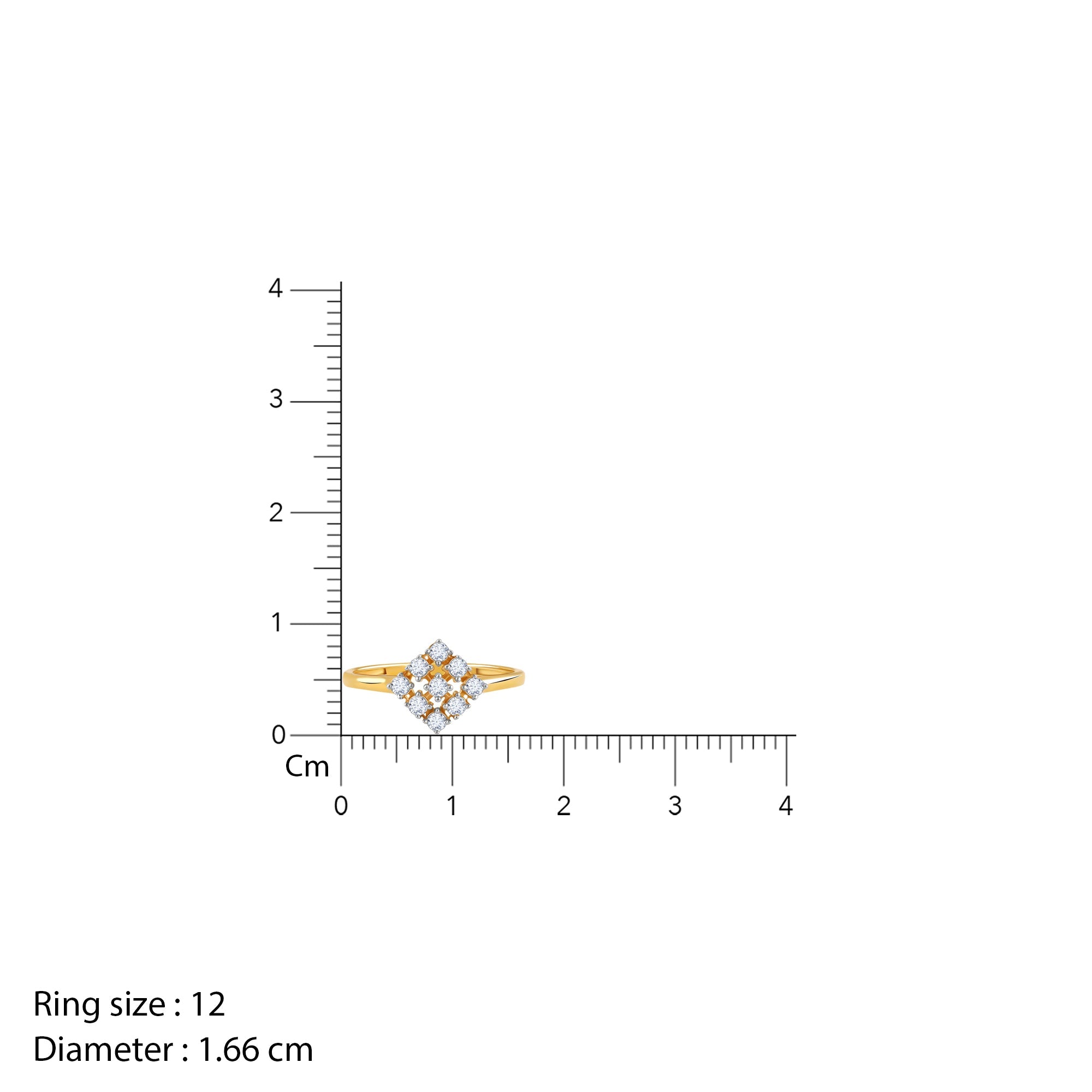 GIVA Jewellery Gold Vierkant Diamond Ring - view 4