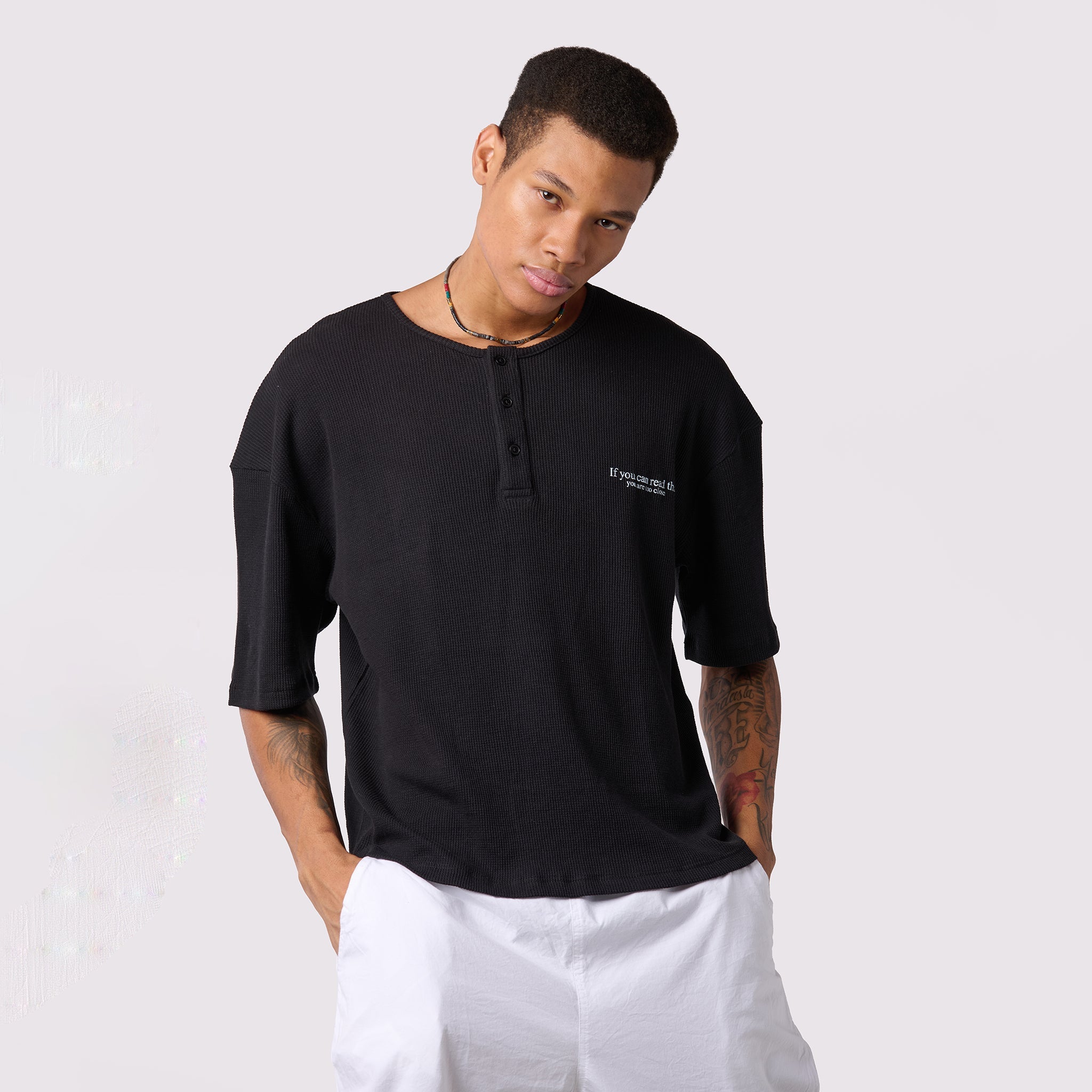 IZF Black Oversized textured knit top