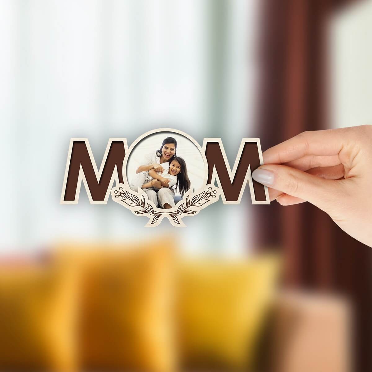 Chitra Chaya Personalized Mom Wooden Fridge Magnet - view 4