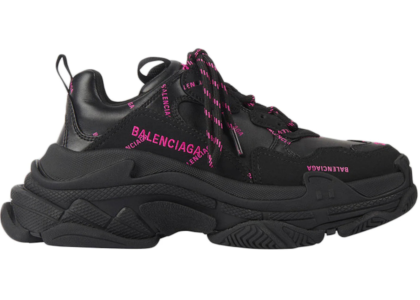 Balenciaga Triple S Allover Logo Black Pink (Women'S)