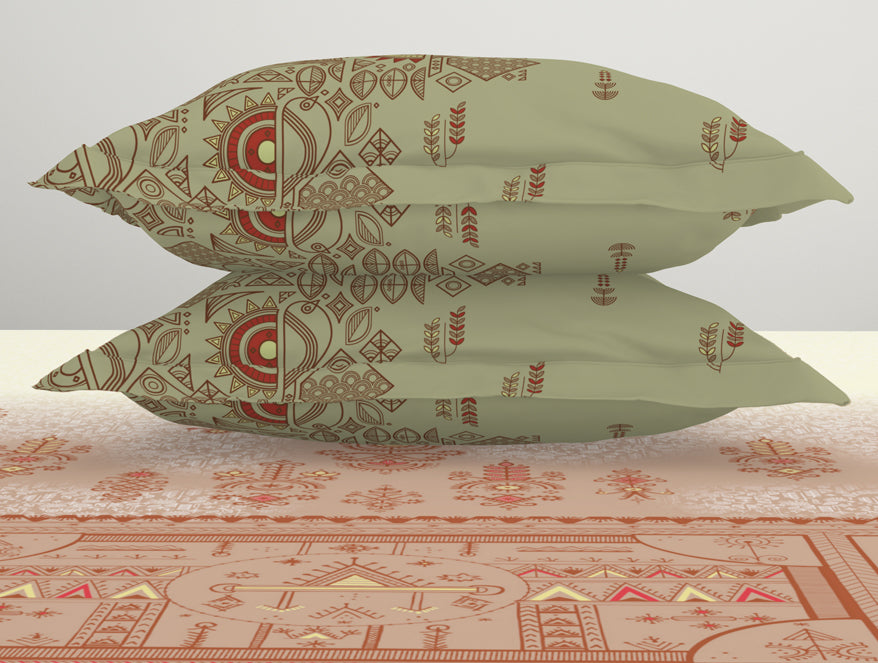 Spaces India Godna Ornate Beige 100% Cotton King Size Bedsheet - Rangana by Spaces - view 6