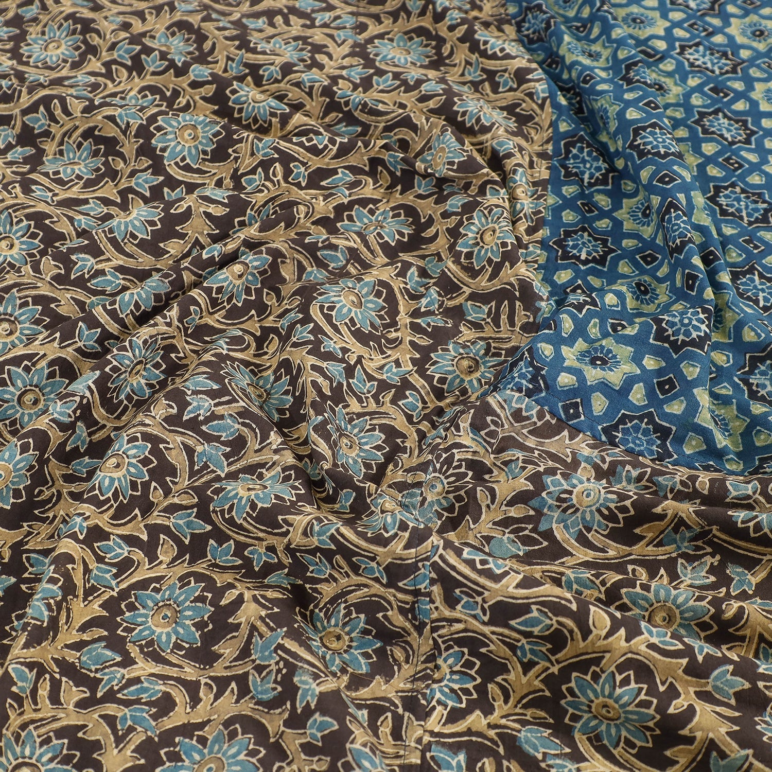 HAVELI CHRONICLES Brown - Ajrakh Patch Tukdi Kaam Cotton Double Bed Cover with Pillow Covers (109 x 86 in) - view 5
