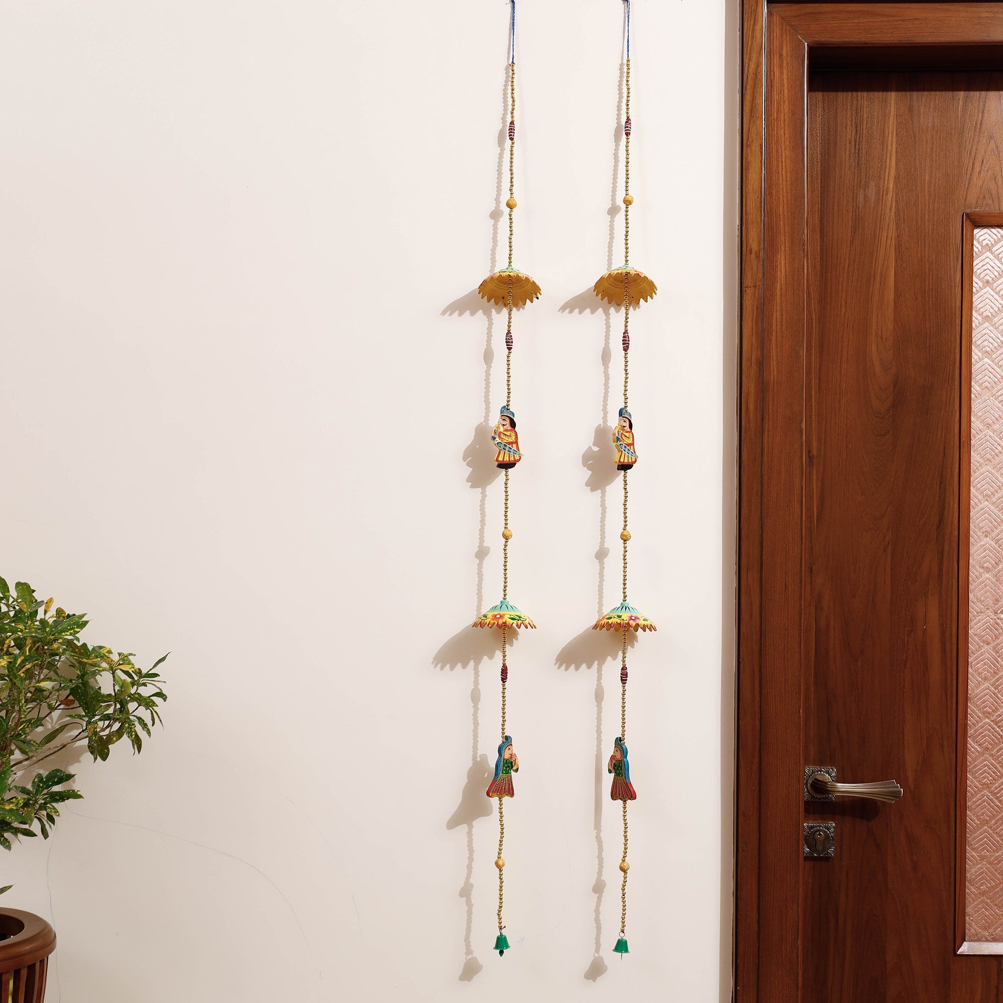 DEVENDRA SINGH Banaras Handpainted Wooden & Beadwork Decorative Hangings (Set of 2)